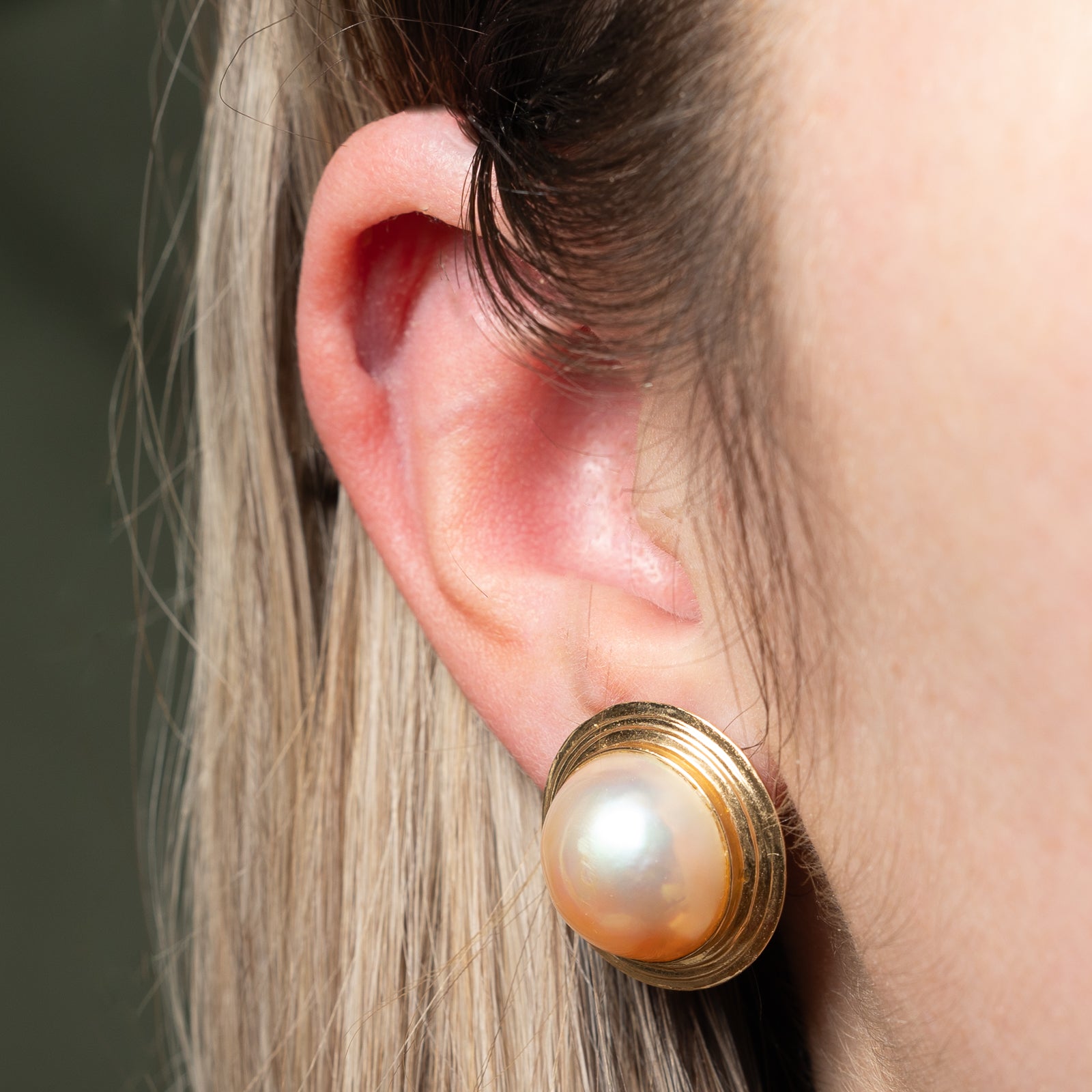 Mabé Pearl Button Earrings