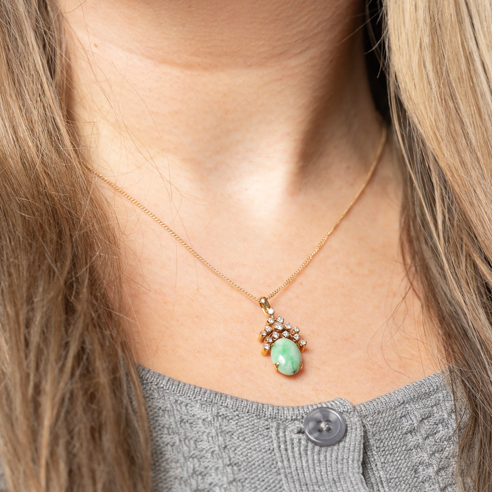 Jadeite & Diamond Pendant | 5.00ct, 0.40ctw |
