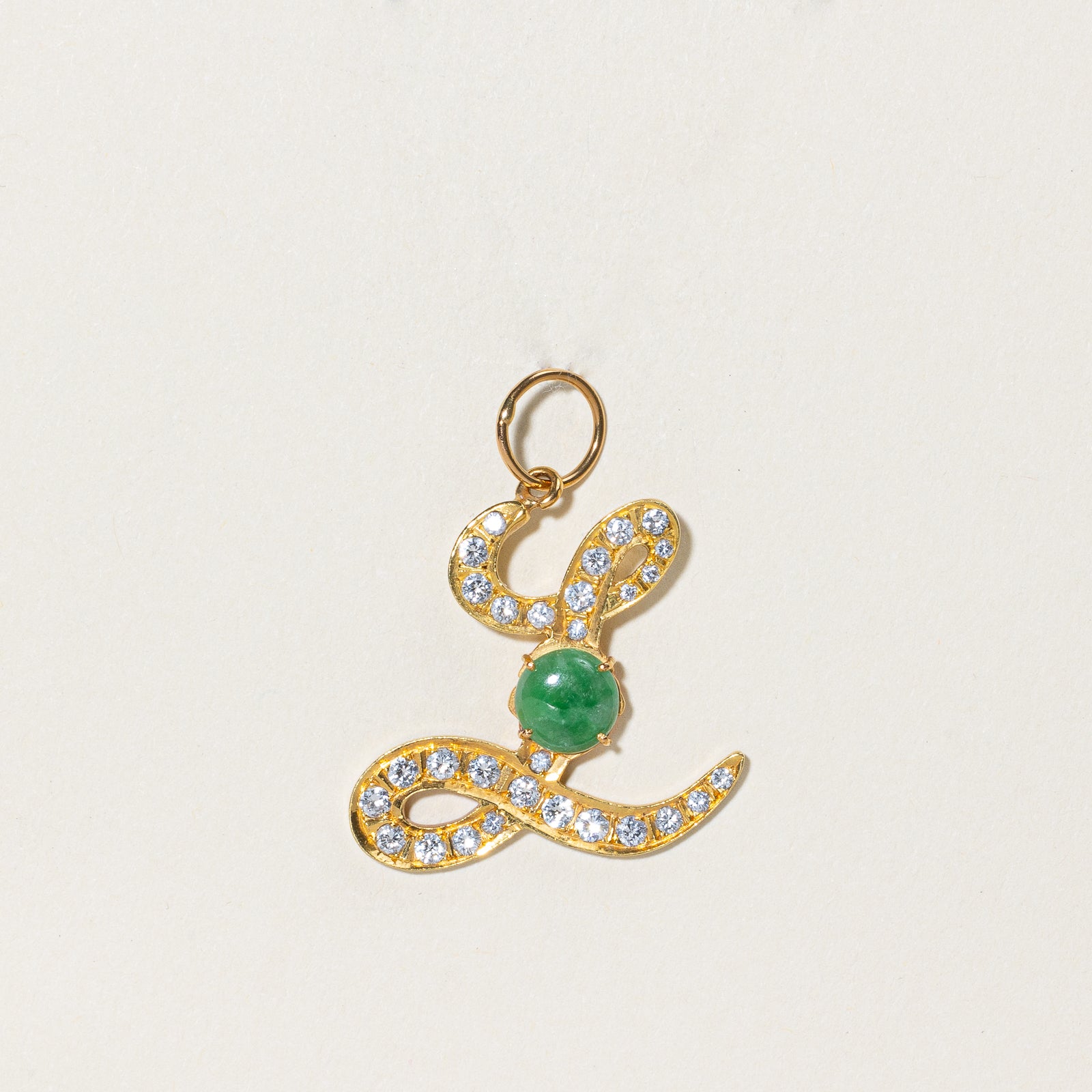 Jadeite & Diamond Cursive 'L' Pendant | 0.80ct, 0.56ctw |