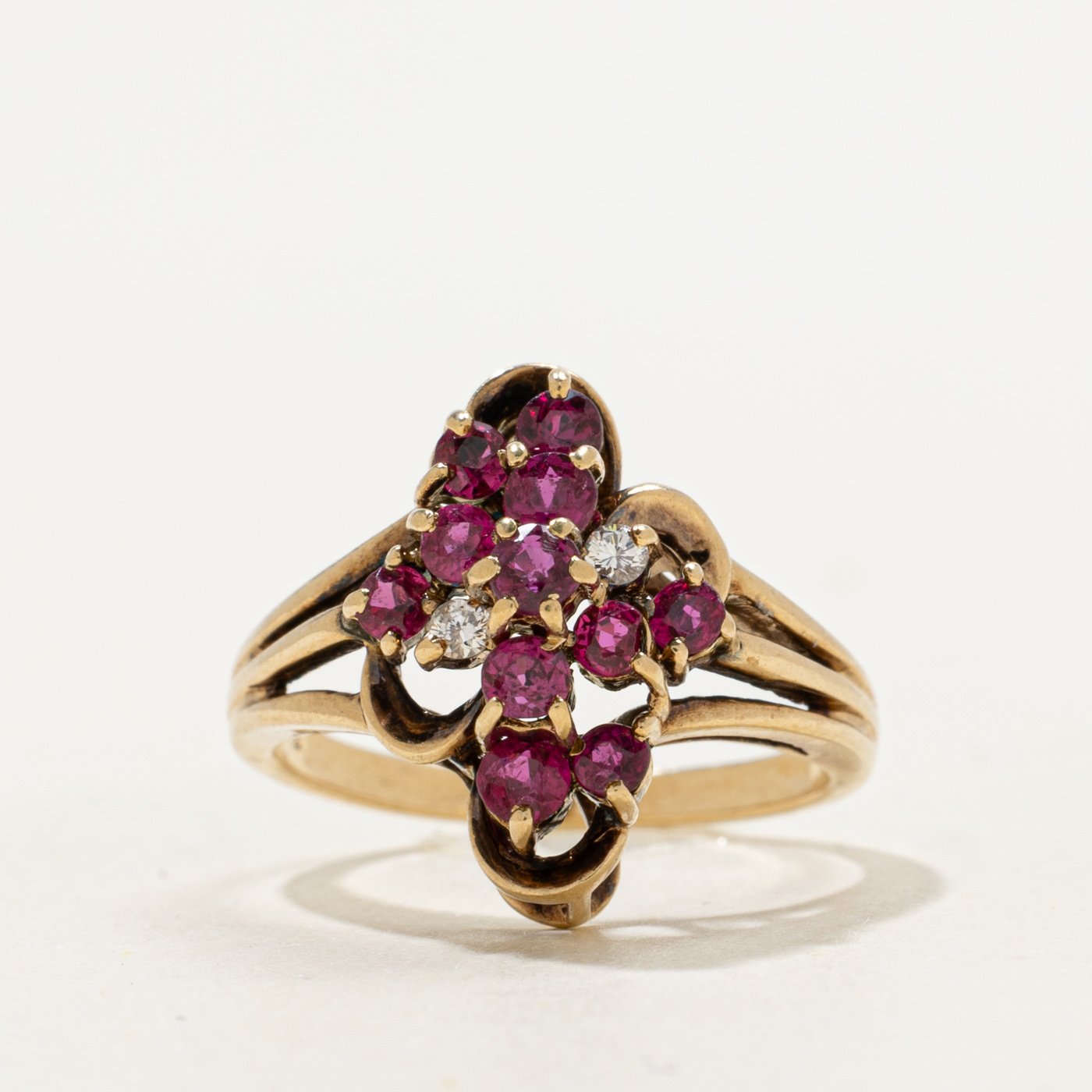 14K Ring with Diamond Accents with Ruby