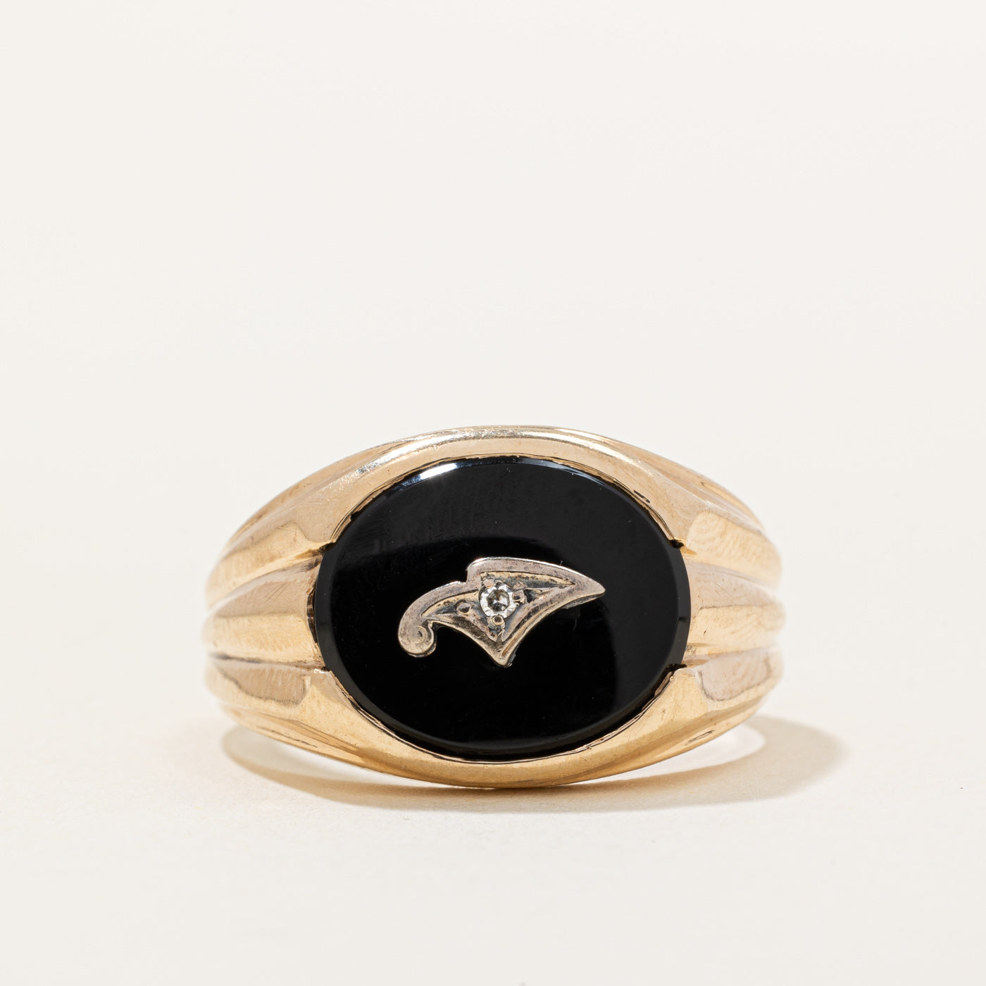 Black Onyx & Diamond Ring | 3.00ct, 0.01ct | SZ 9.75 |