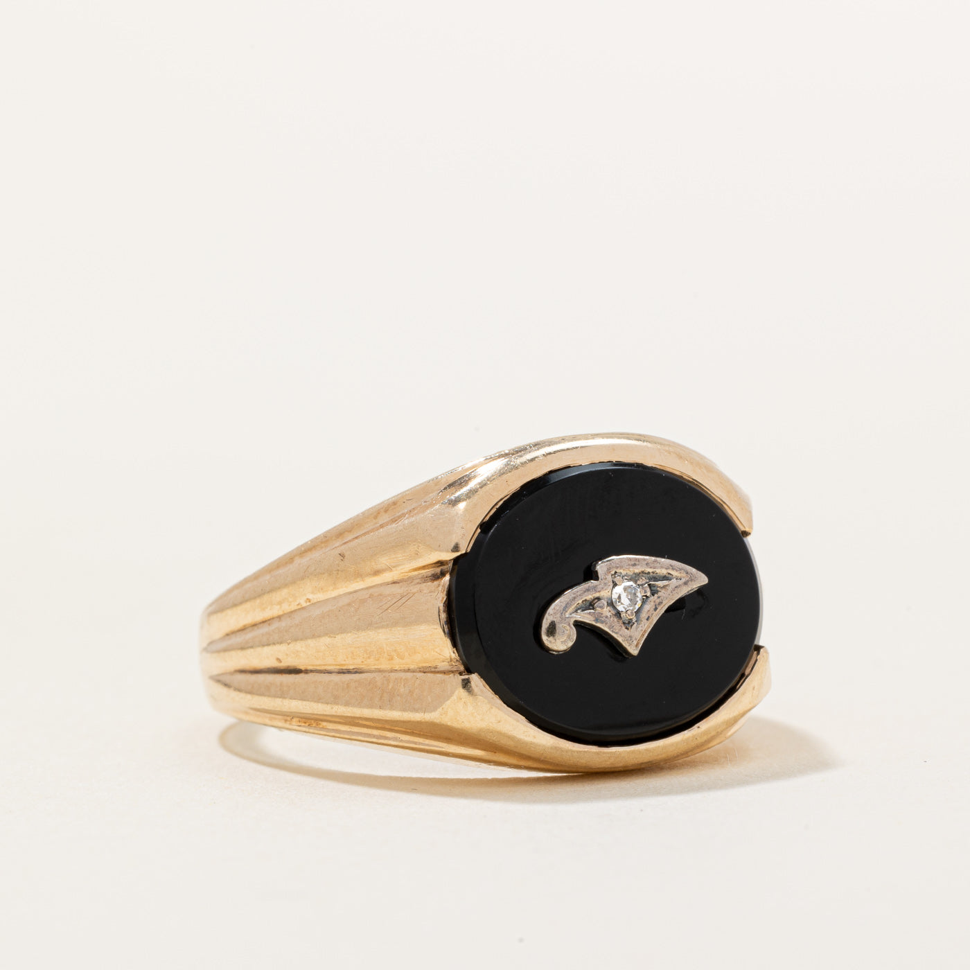 Black Onyx & Diamond Ring | 3.00ct, 0.01ct | SZ 9.75 |