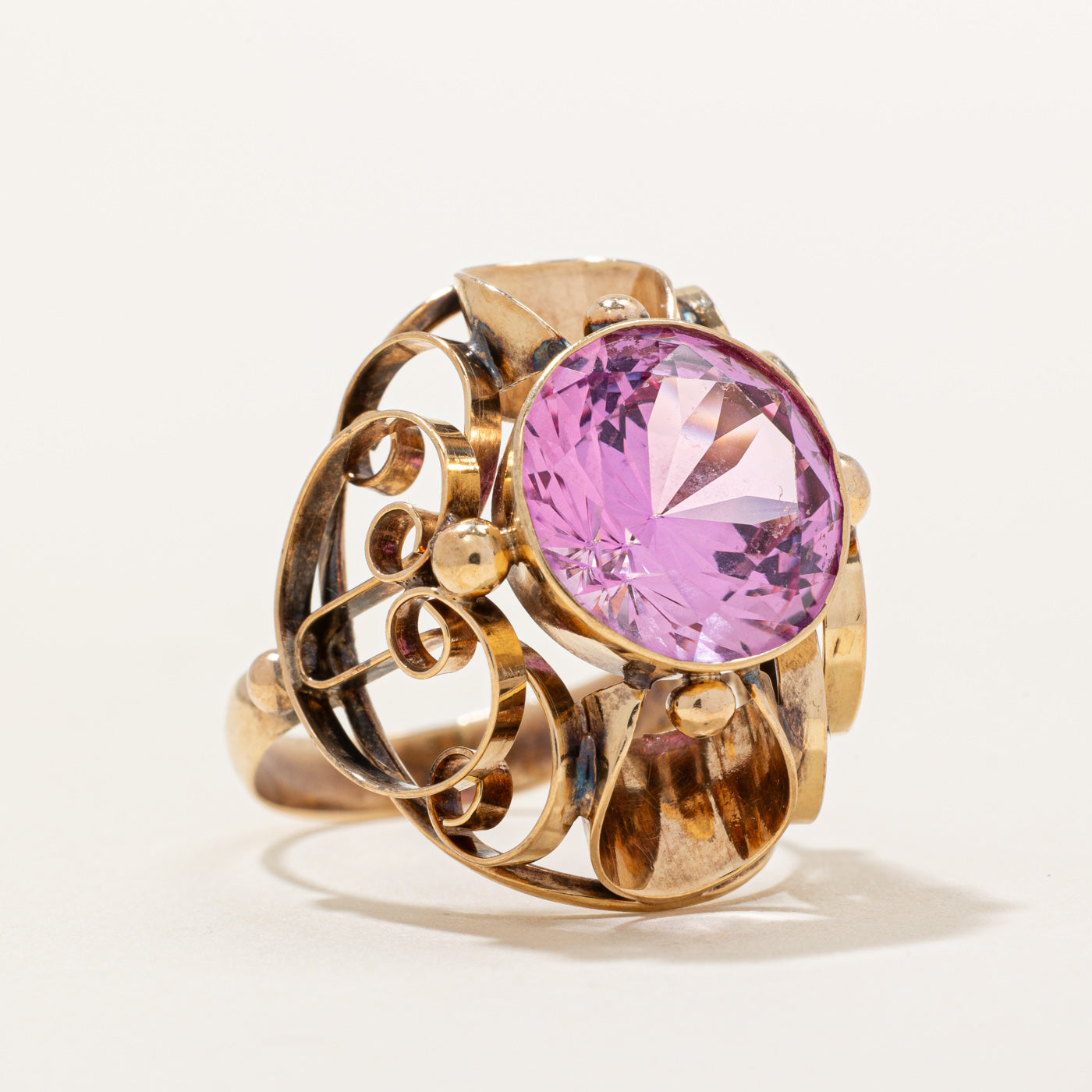 Synthetic Pink Sapphire Cocktail Ring | 6.35ct | SZ 7 |