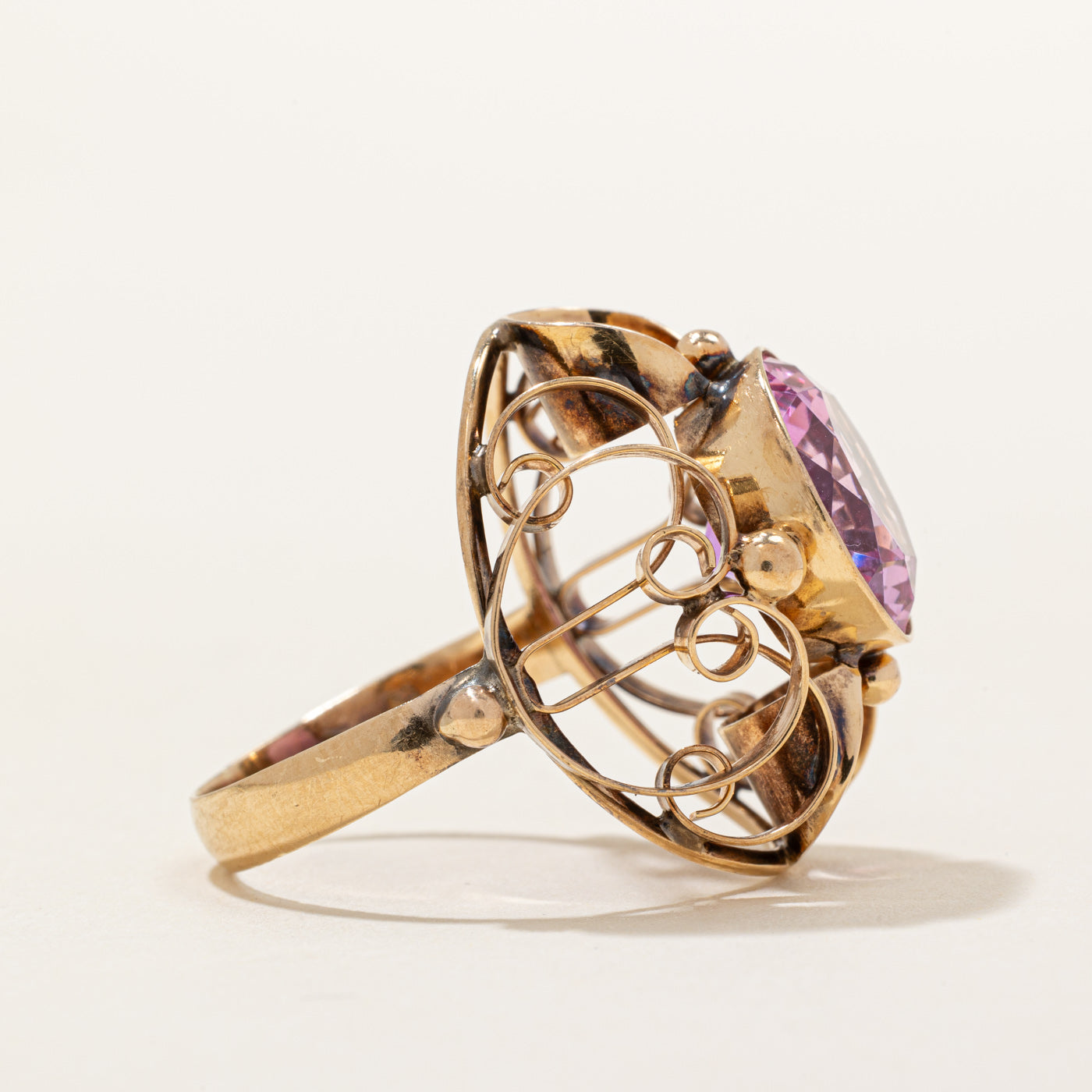 Synthetic Pink Sapphire Cocktail Ring | 6.35ct | SZ 7 |