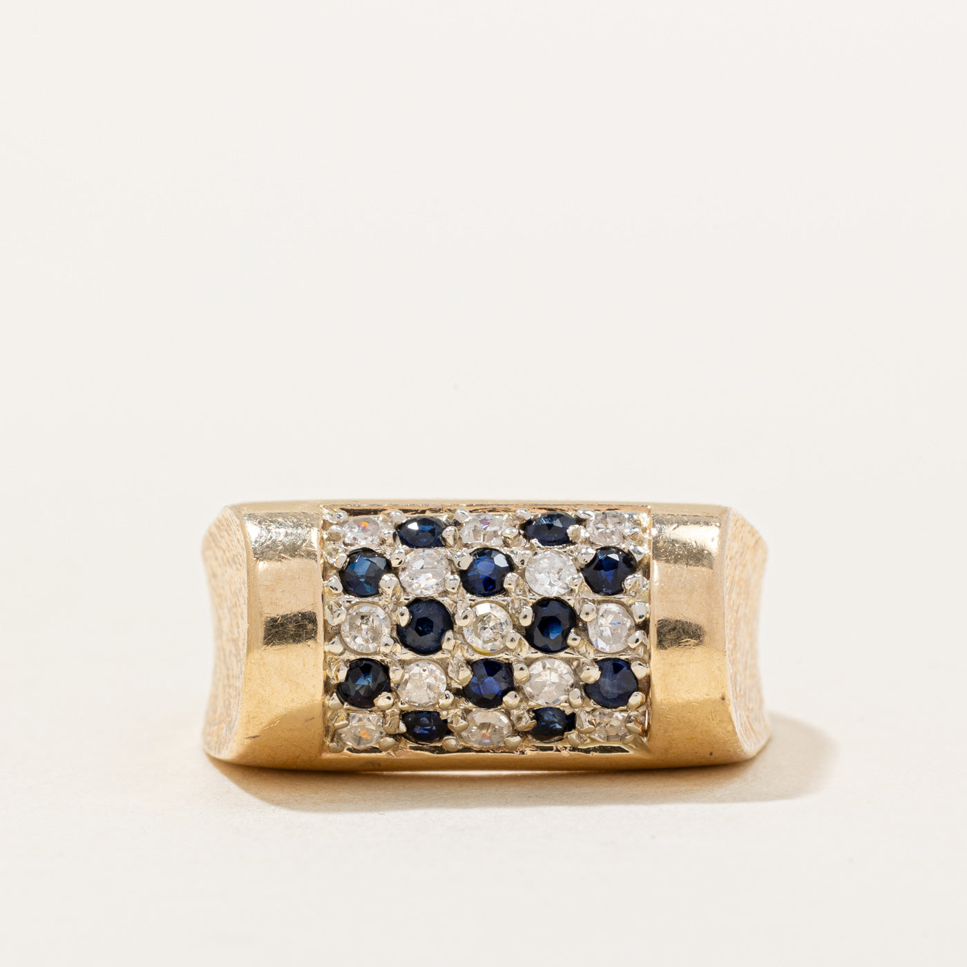 Pave Set Sapphire & Diamond Ring | 0.26ctw, 0.26ctw | SZ 6.25 |