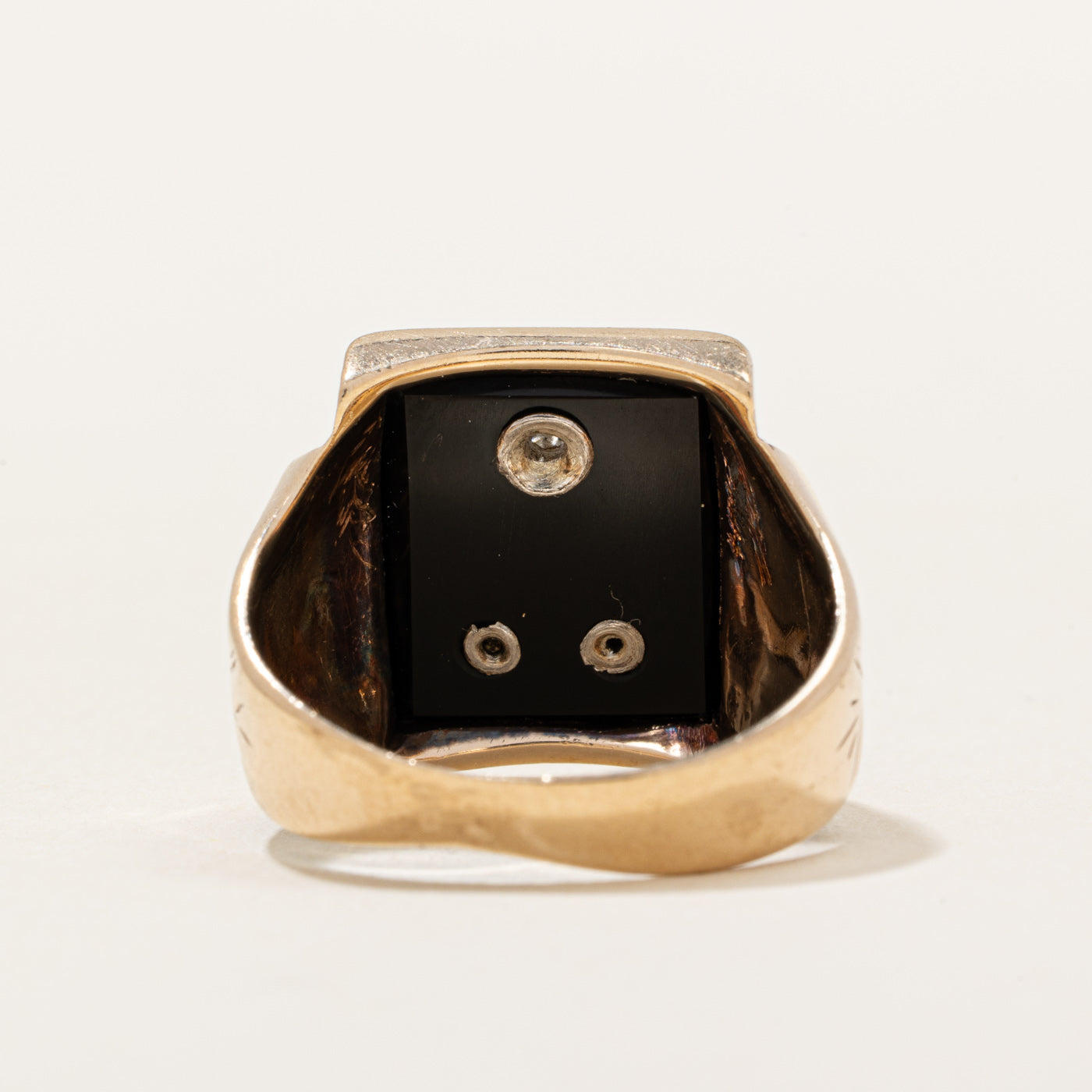 Black Onyx & Diamond 'GRA' Initial Ring | 3.00ct, 0.02ct | SZ 7 |