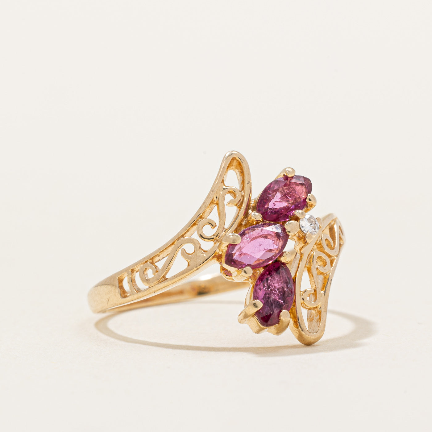 Ruby & Diamond Waterfall Ring | 0.42ctw, 0.01ct | SZ 6 |