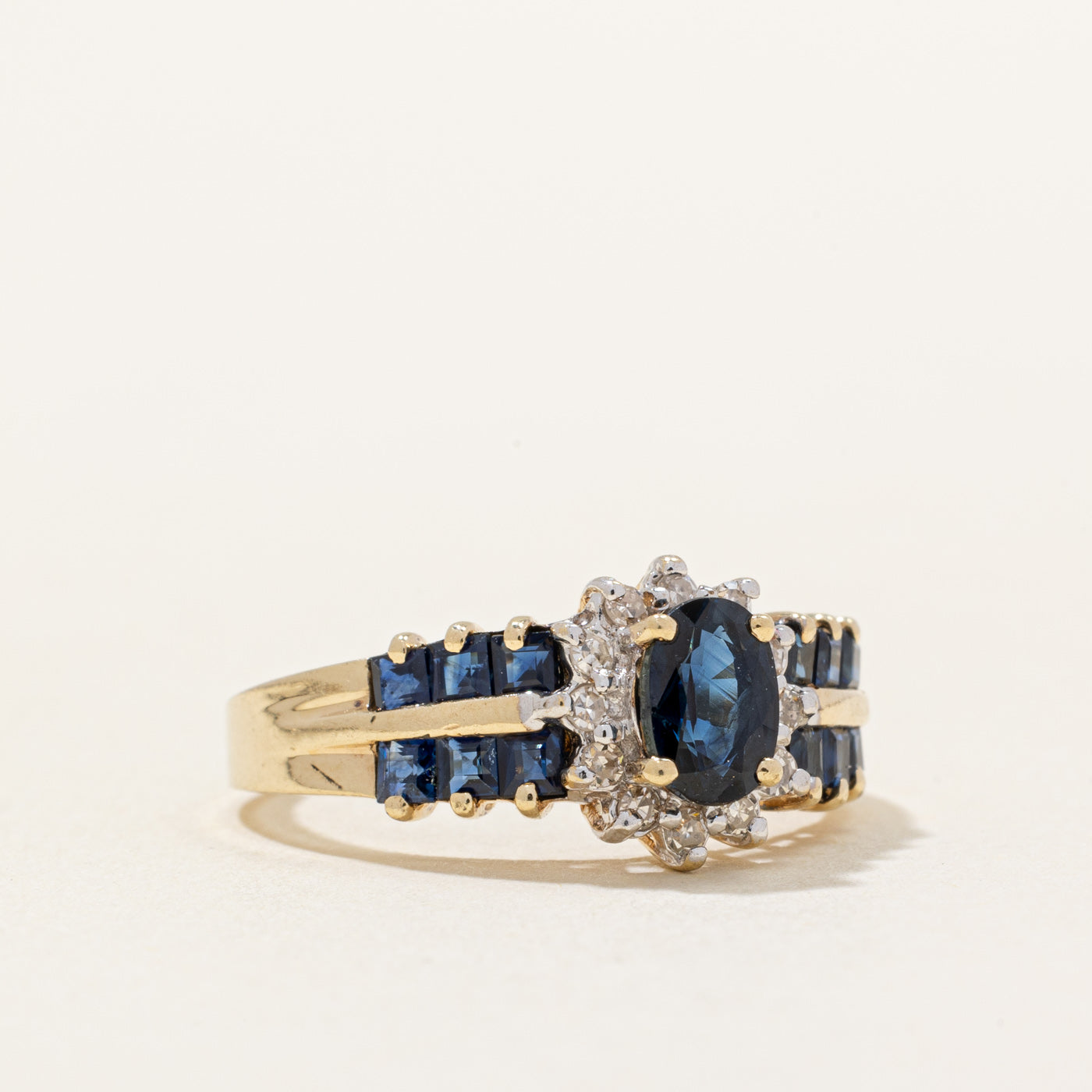 Sapphire & Diamond Halo Ring | 1.25ctw, 0.06ctw | SZ 5.75 |
