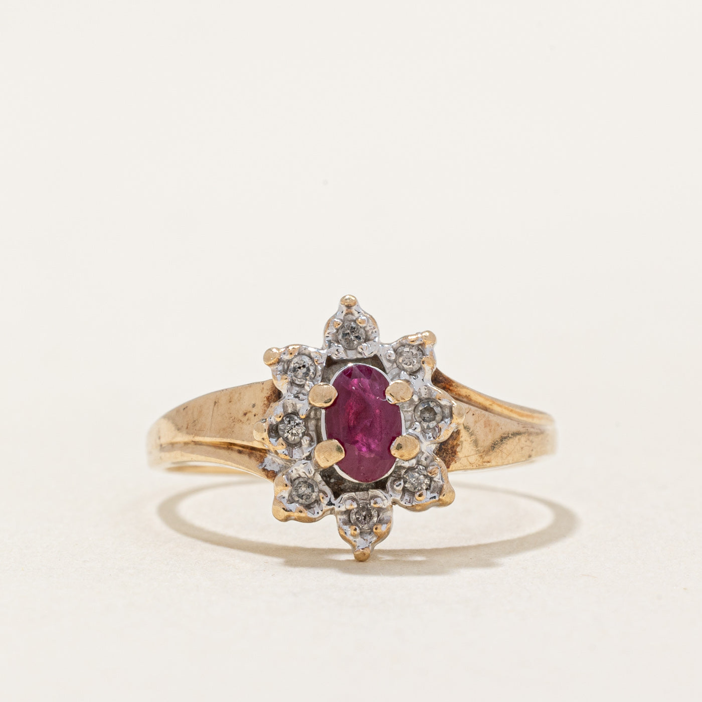 Ruby & Diamond Halo Ring | 0.20ct, 0.04ctw | SZ 5.5 |
