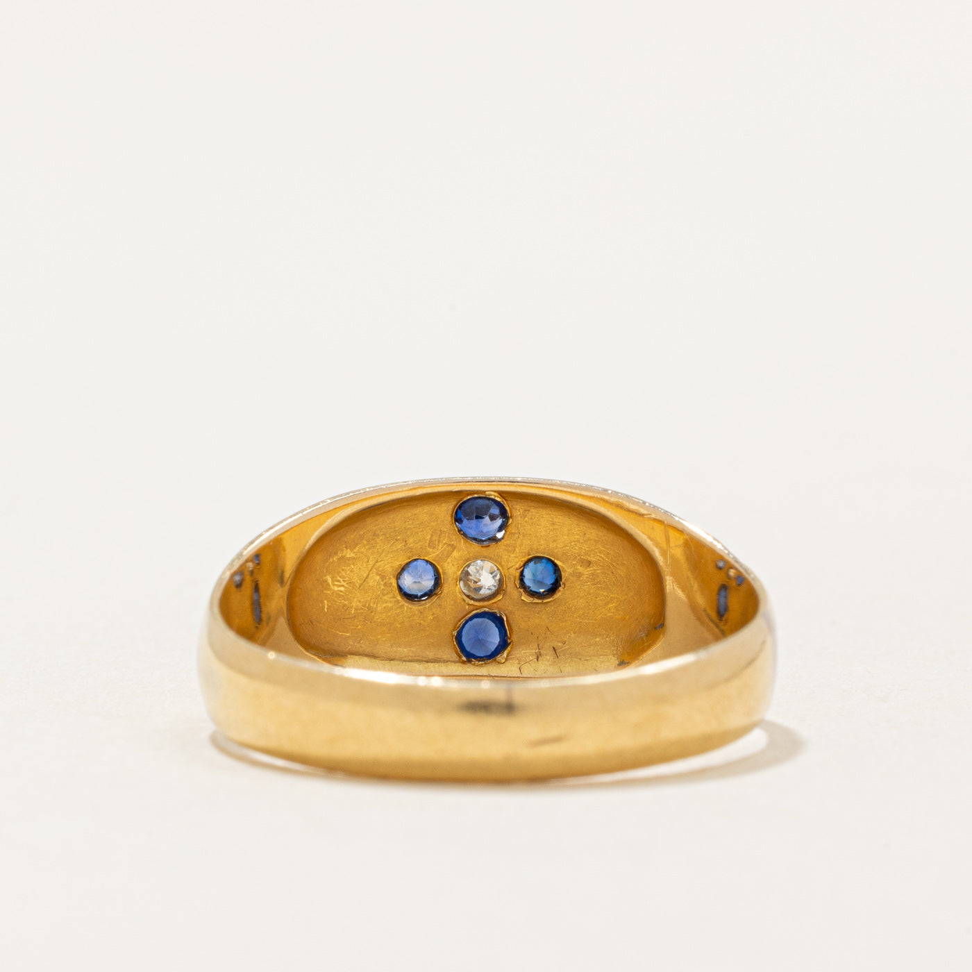 Flush Set Sapphire & Diamond Ring | 0.08ctw, 0.02ct | SZ 7 |