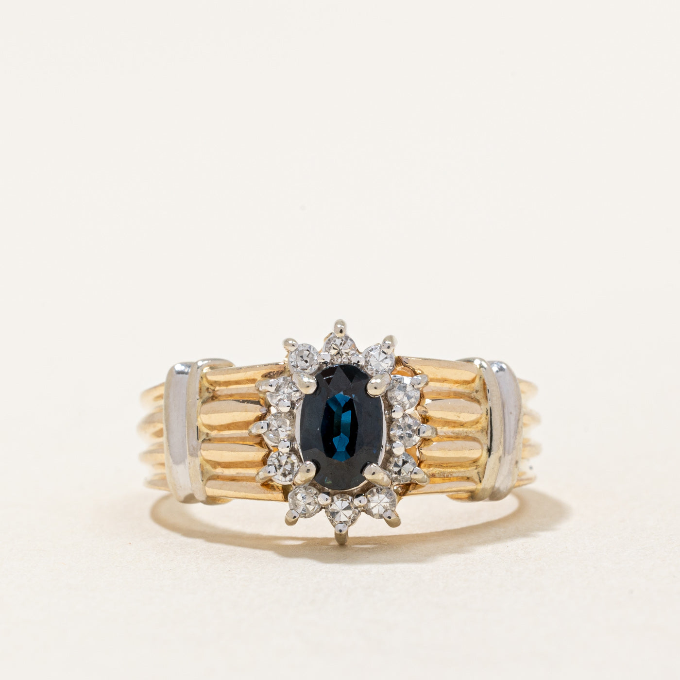 Sapphire & Diamond Halo Ring | 0.45ct, 0.12ctw | SZ 6.75 |
