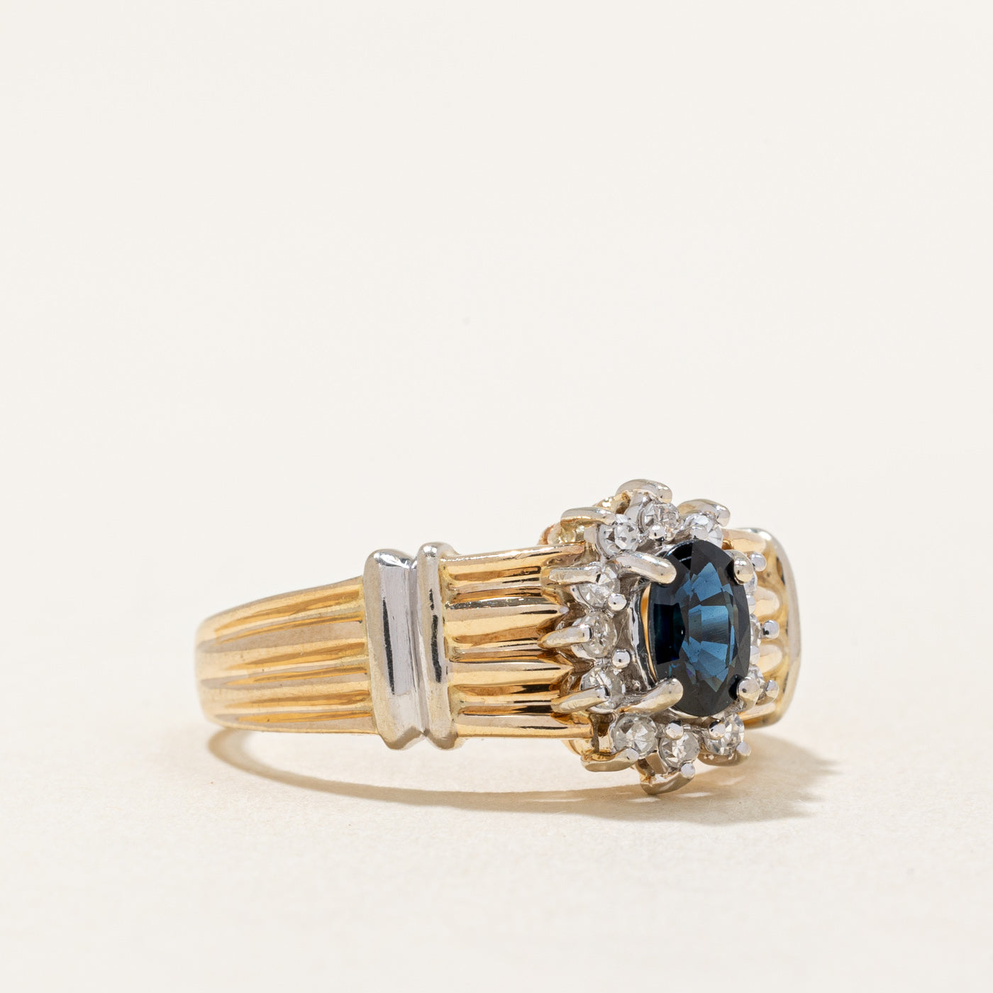 Sapphire & Diamond Halo Ring | 0.45ct, 0.12ctw | SZ 6.75 |