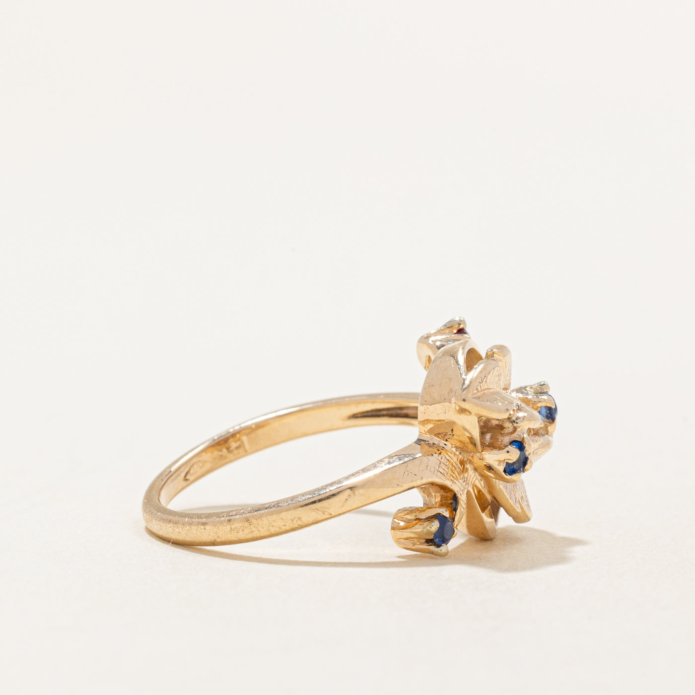 Synthetic Ruby & Sapphire Leaf Ring | 0.10ctw | SZ 5.75 |