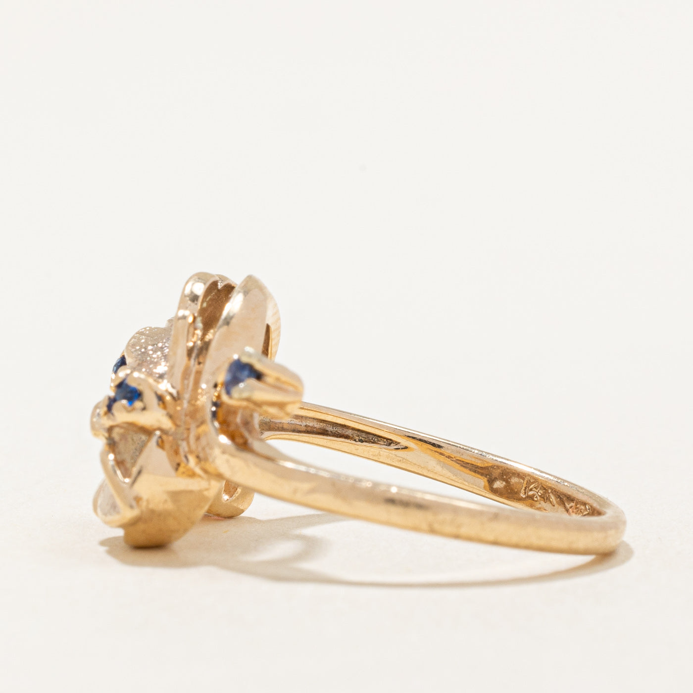 Synthetic Ruby & Sapphire Leaf Ring | 0.10ctw | SZ 5.75 |