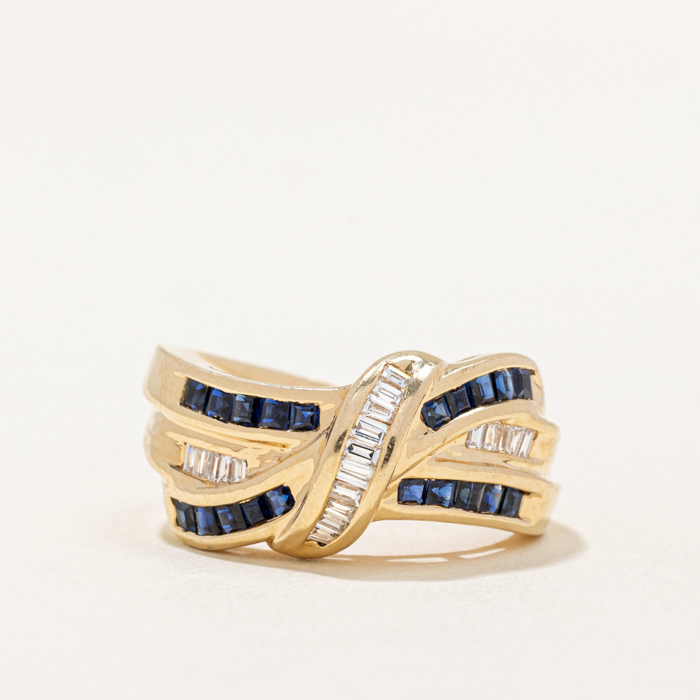 Sapphire & Diamond Waterfall Ring | 0.70ctw, 0.30ctw | SZ 6.5 |