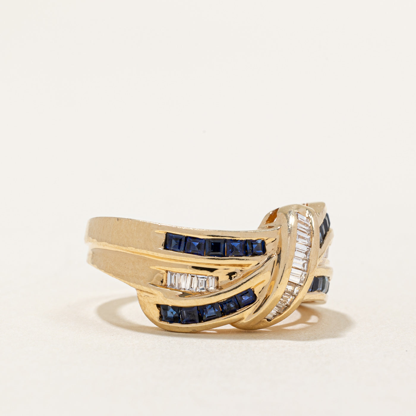 Sapphire & Diamond Waterfall Ring | 0.70ctw, 0.30ctw | SZ 6.5 |