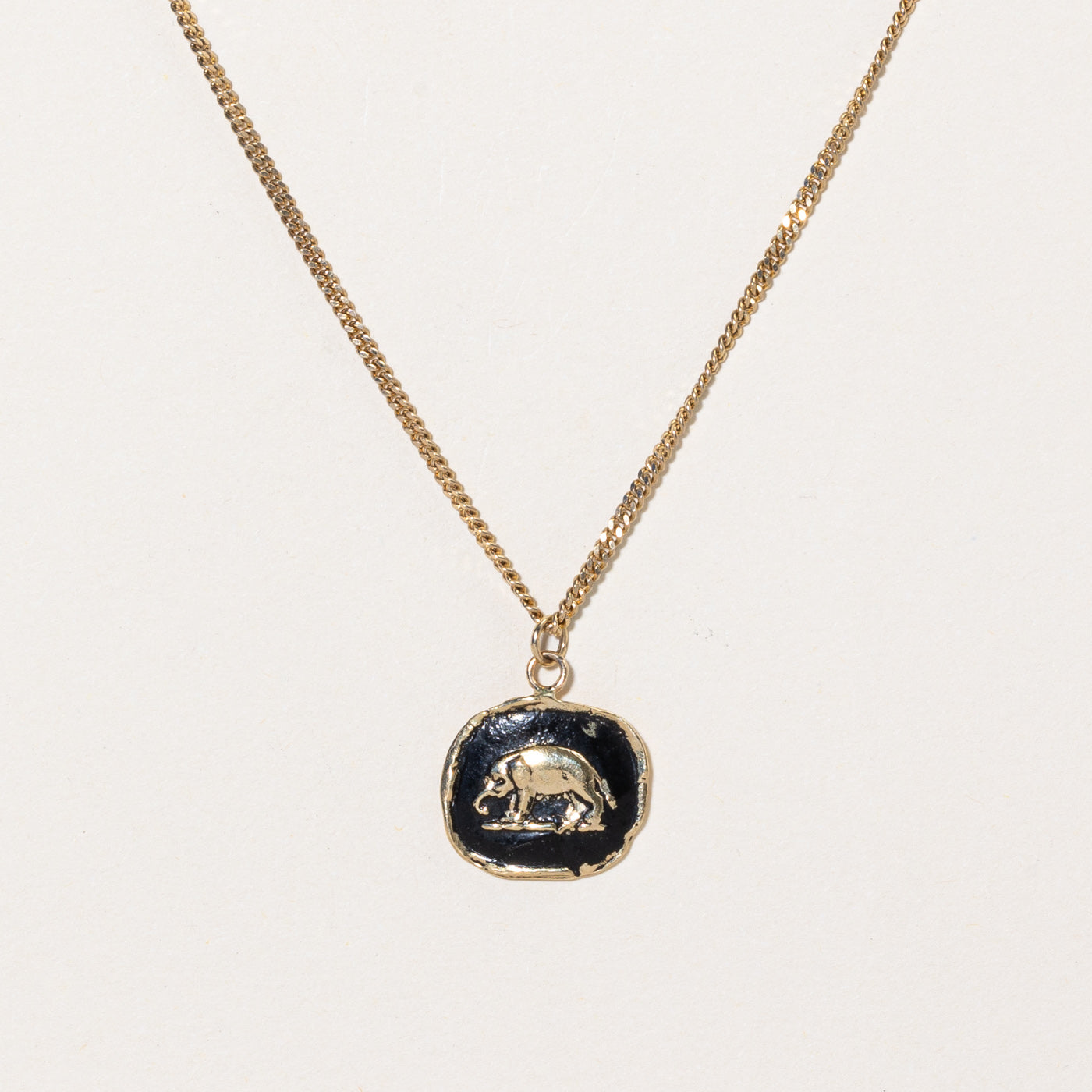 14k Yellow Gold Elephant Pendant Necklace | 24" |