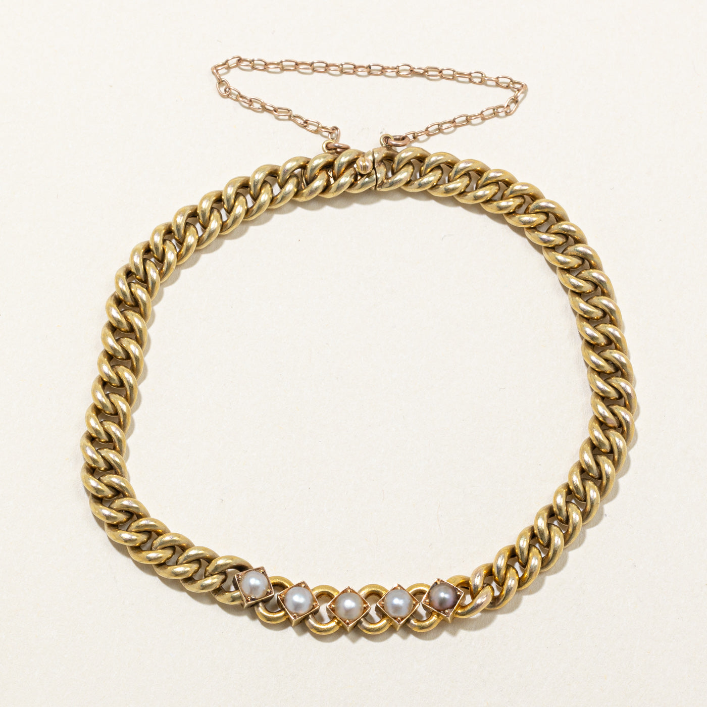 14k Yellow Gold & Pearl Bracelet | 8" |