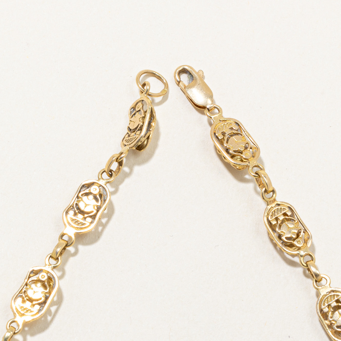 18k Yellow Gold Egyptian Scarab Bracelet | 7" |