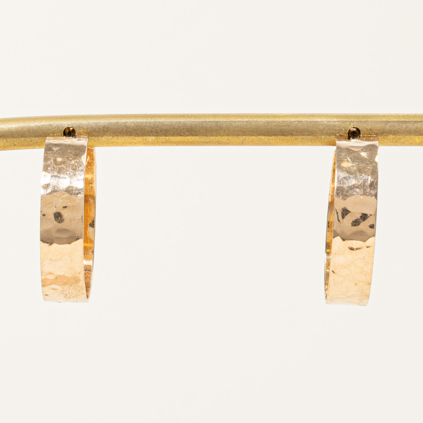 14k Yellow Gold Hammered Hoop Earrings