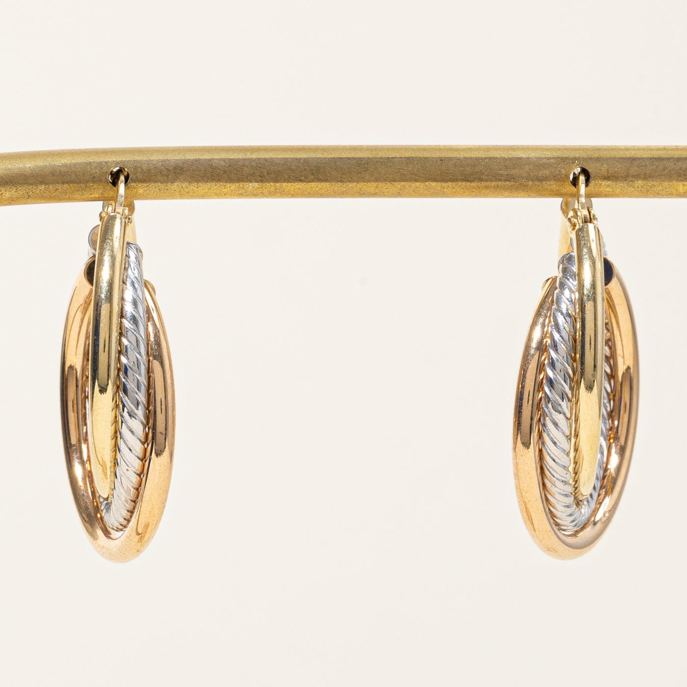18k Tri Tone Gold Hoop Earrings