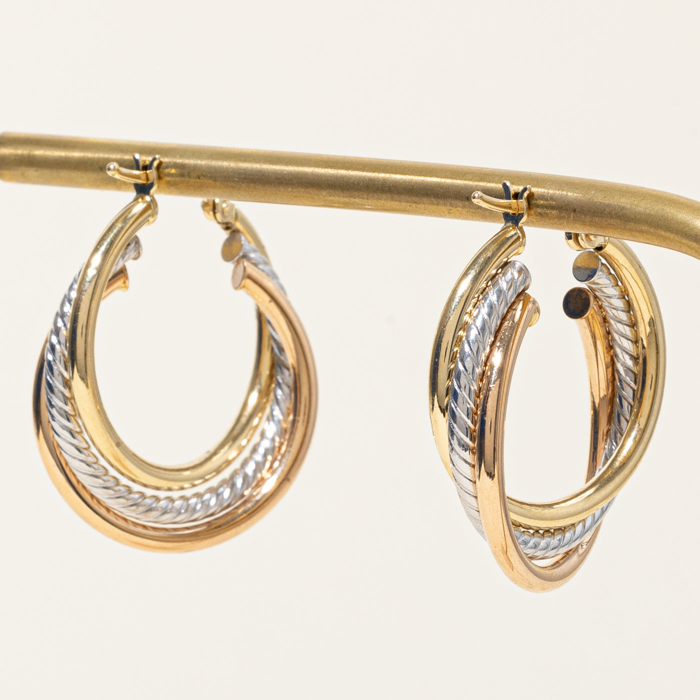 18k Tri Tone Gold Hoop Earrings