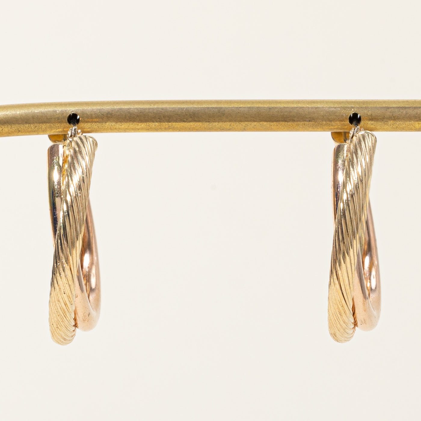 14k Two Tone Gold Twisted Hoop Earrings