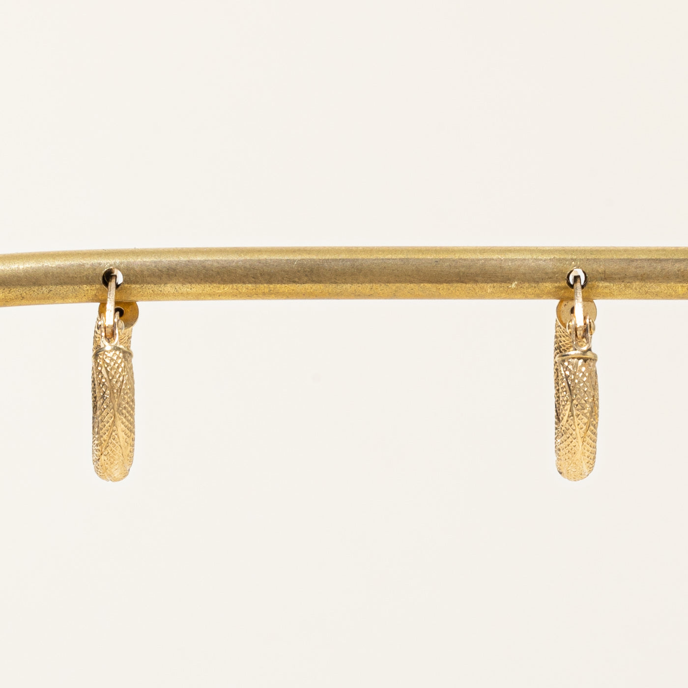 18k Yellow Gold Textured Hoop Earrings