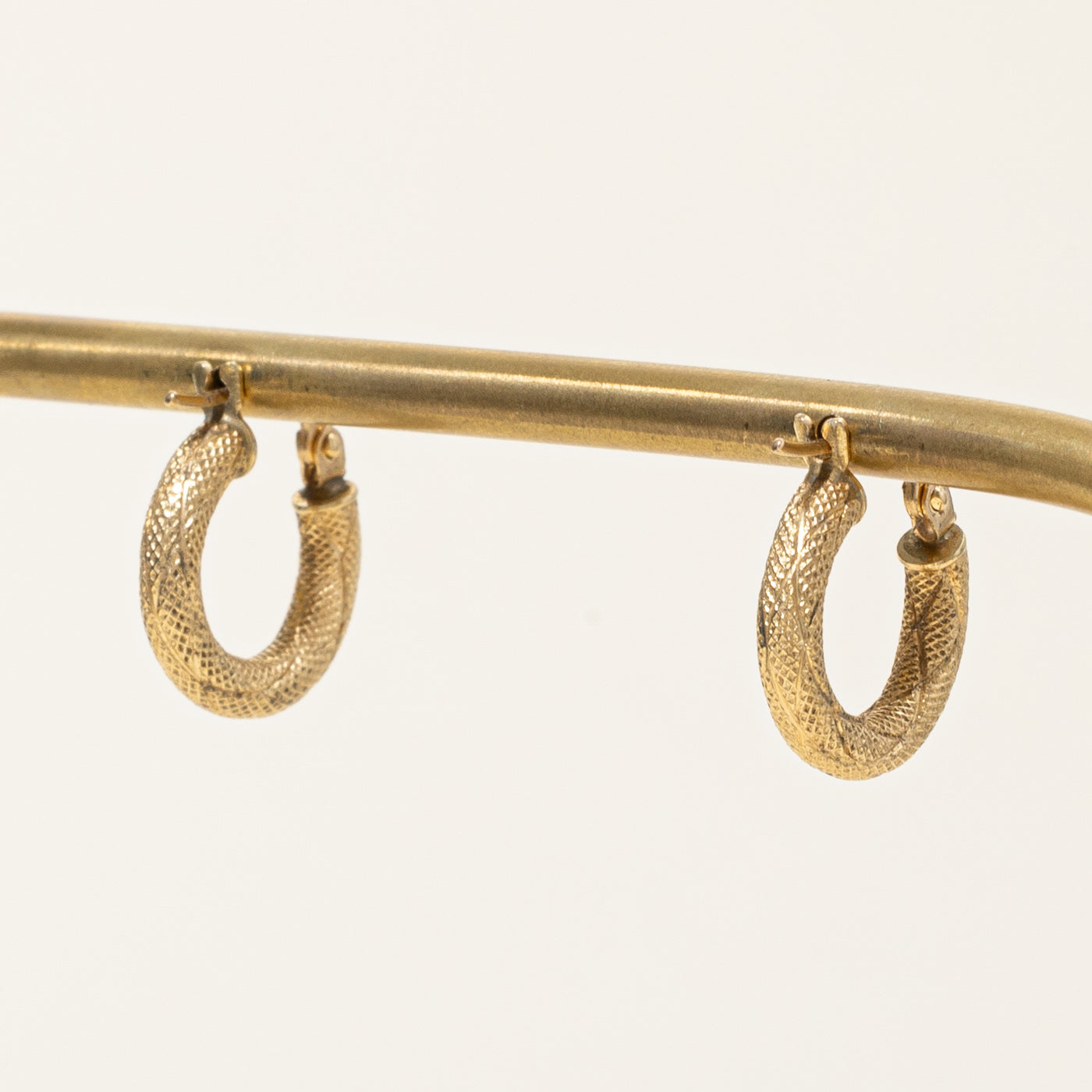 18k Yellow Gold Textured Hoop Earrings