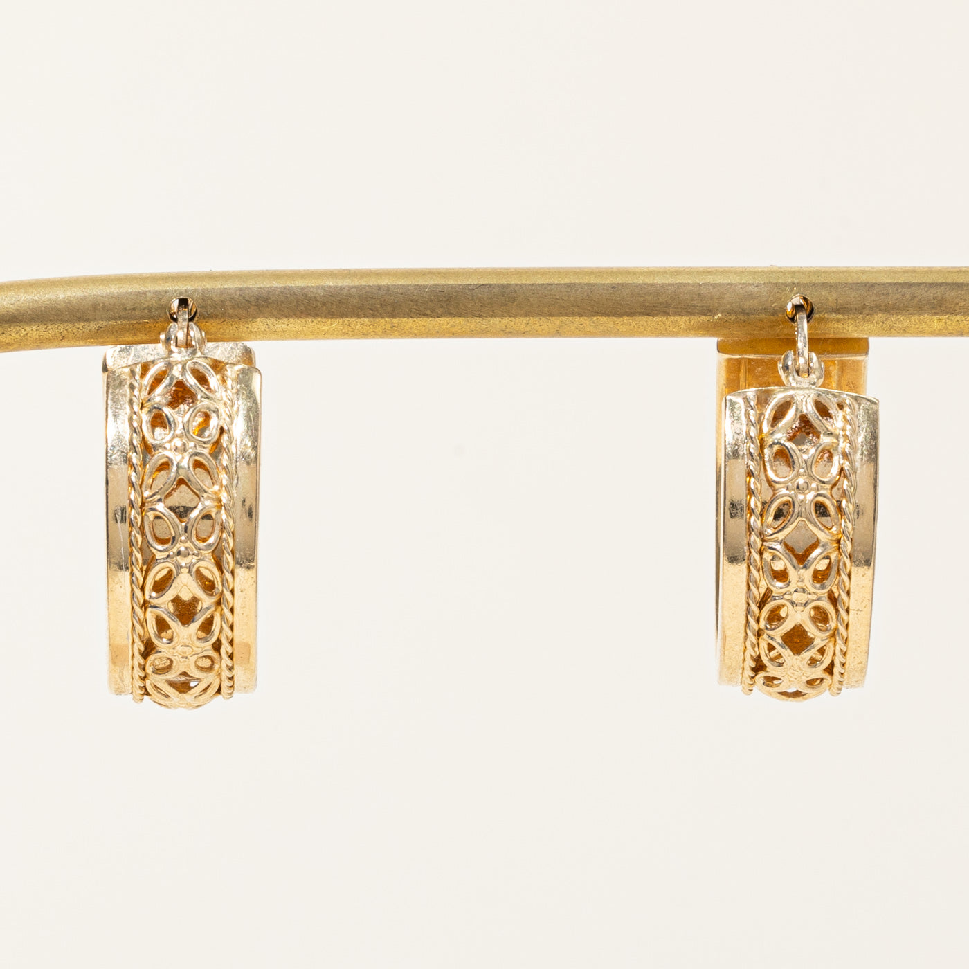 14k Yellow Gold Textured Hoop Earrings