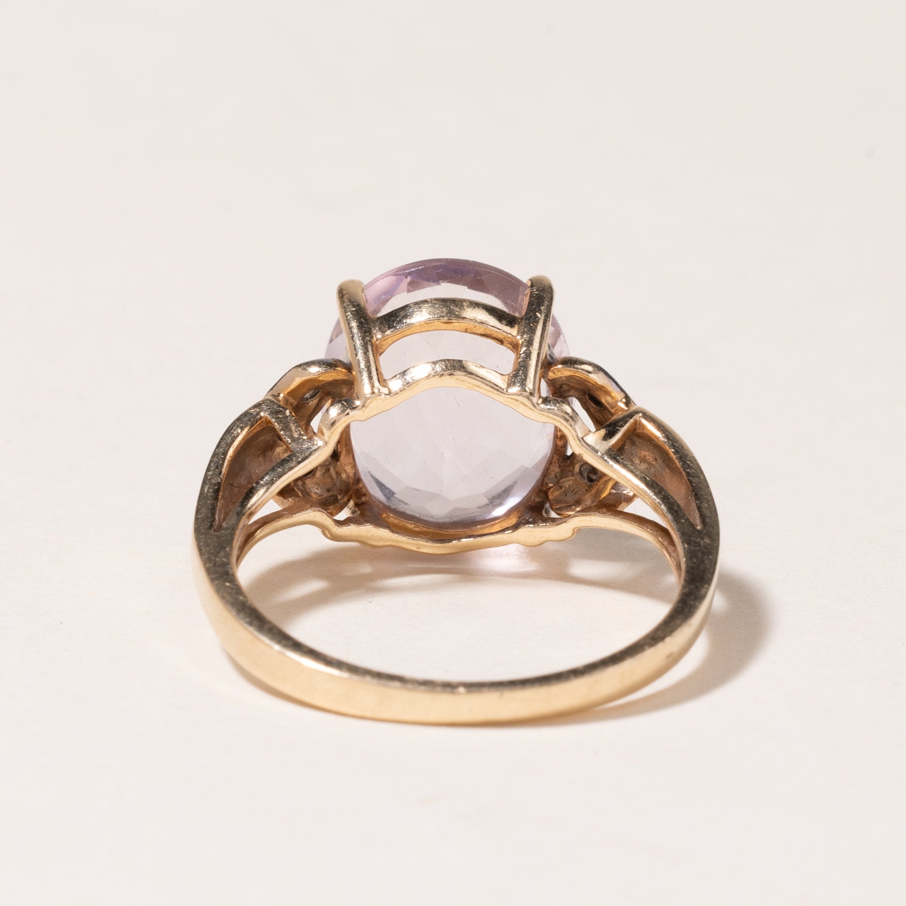 10K Yellow Gold Pink Quartz & Diamond Ring | 4.12ct, 0.02ctw | SZ 5.25 |