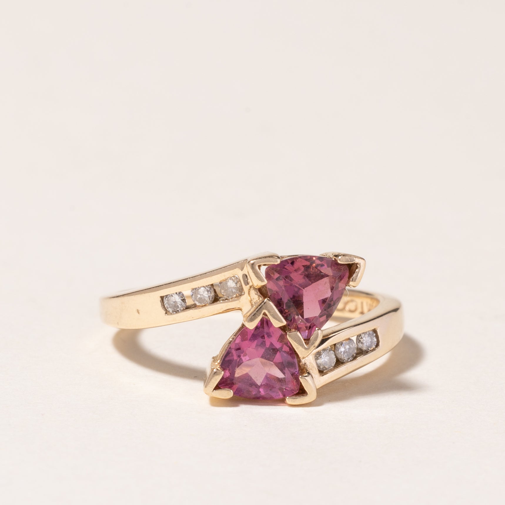 14K Yellow Gold Pink Tourmaline & Diamond Ring | 0.98ctw, 0.12ctw | SZ 4.5 |