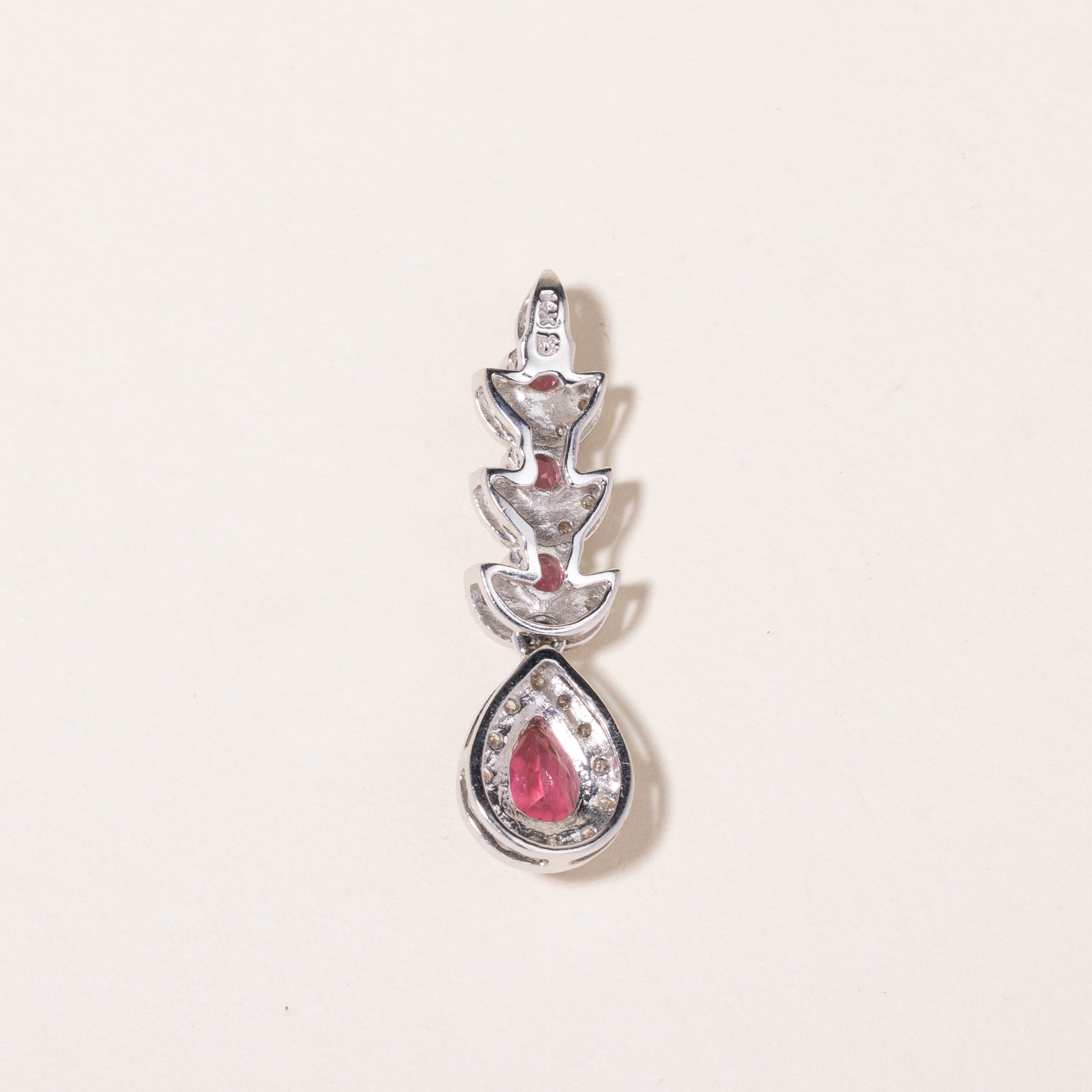 14K White Gold Pink Tourmaline & Diamond Pendant | 0.68ct, 0.71ctw |