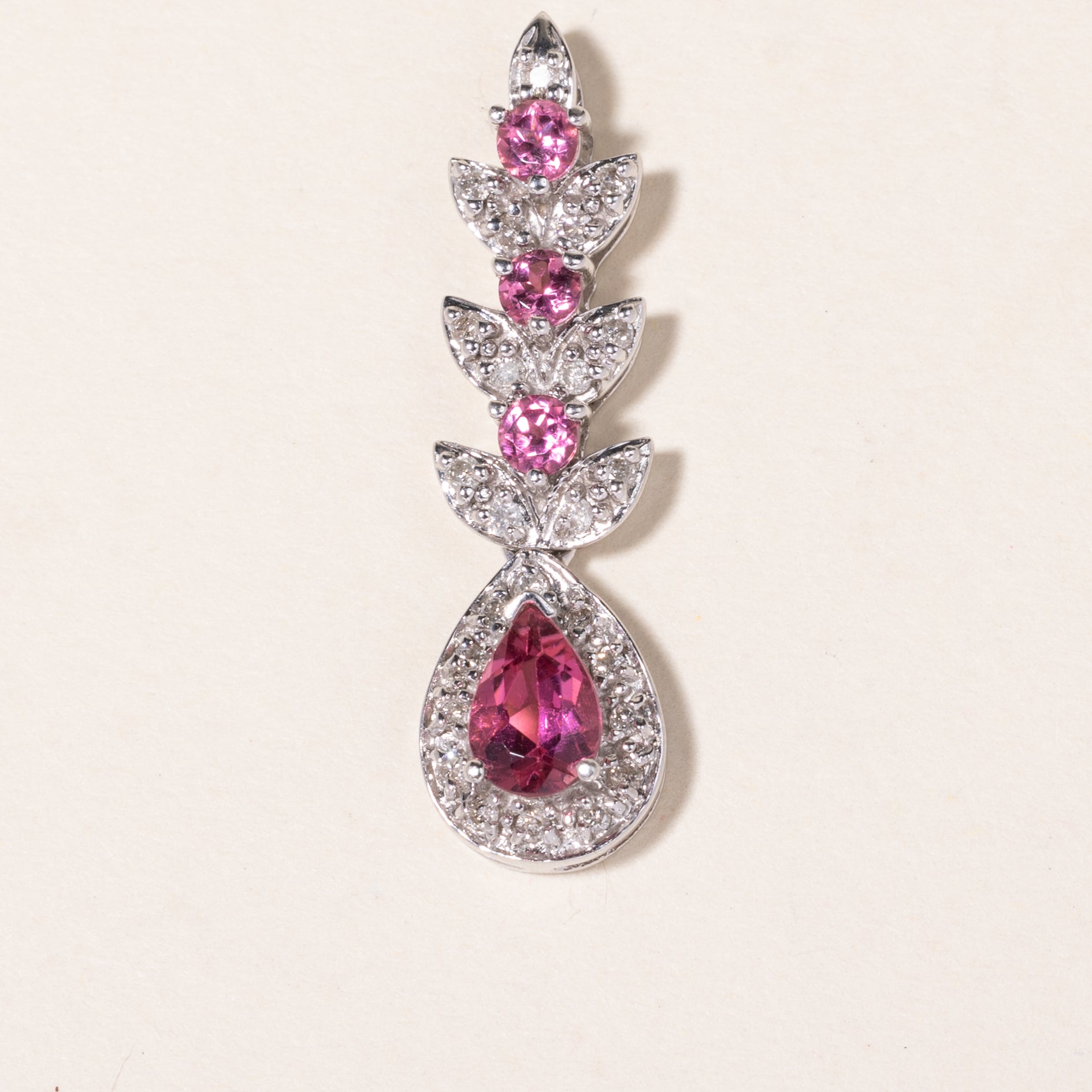 14K White Gold Pink Tourmaline & Diamond Pendant | 0.68ct, 0.71ctw |