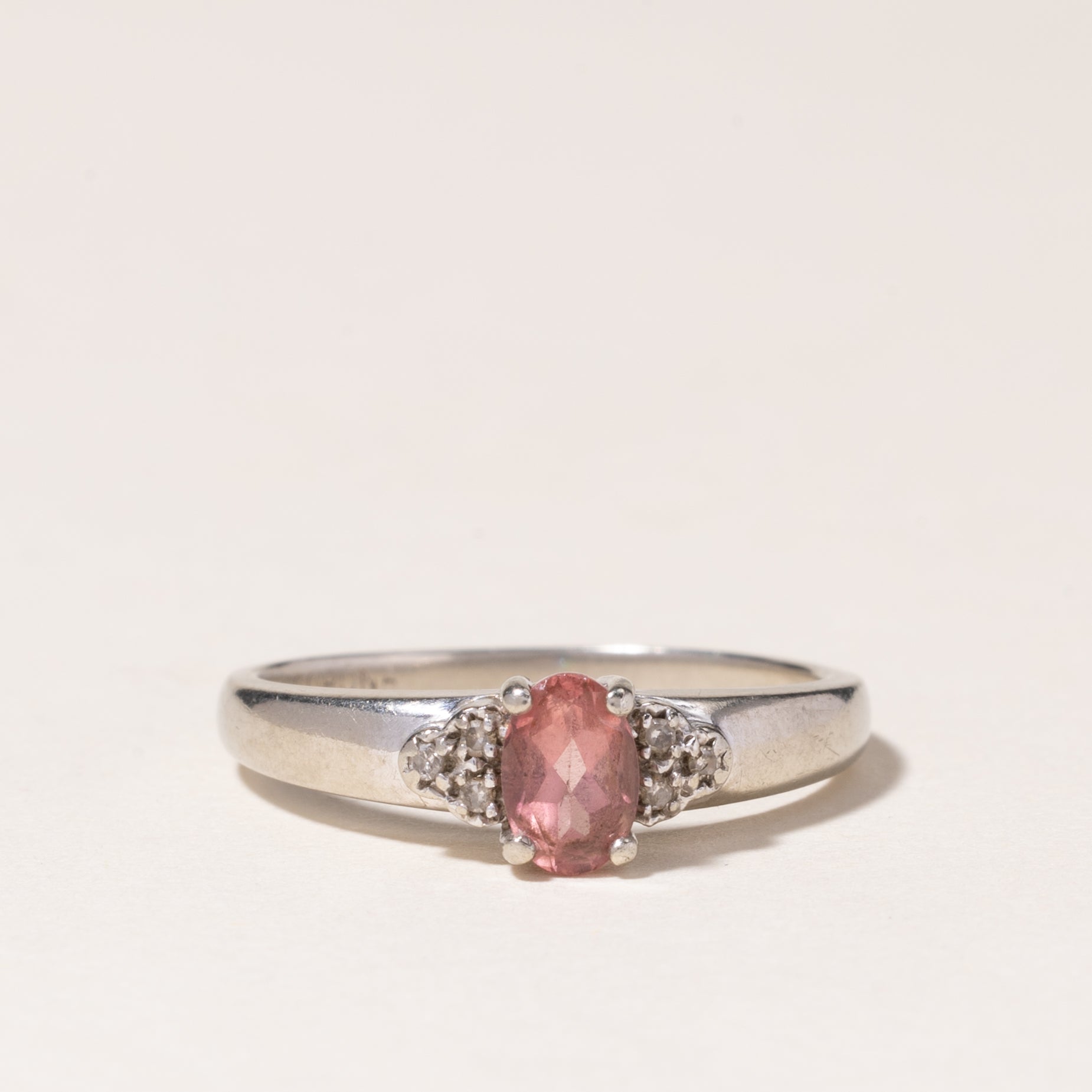 10K White Gold Pink Tourmaline & Diamond Ring | 0.45ctw, 0.03ctw | SZ 6.5 |
