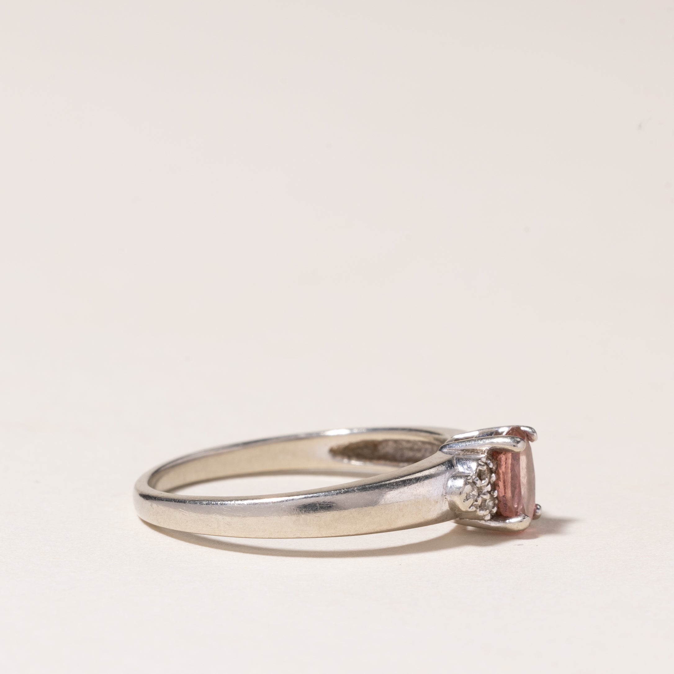 10K White Gold Pink Tourmaline & Diamond Ring | 0.45ctw, 0.03ctw | SZ 6.5 |