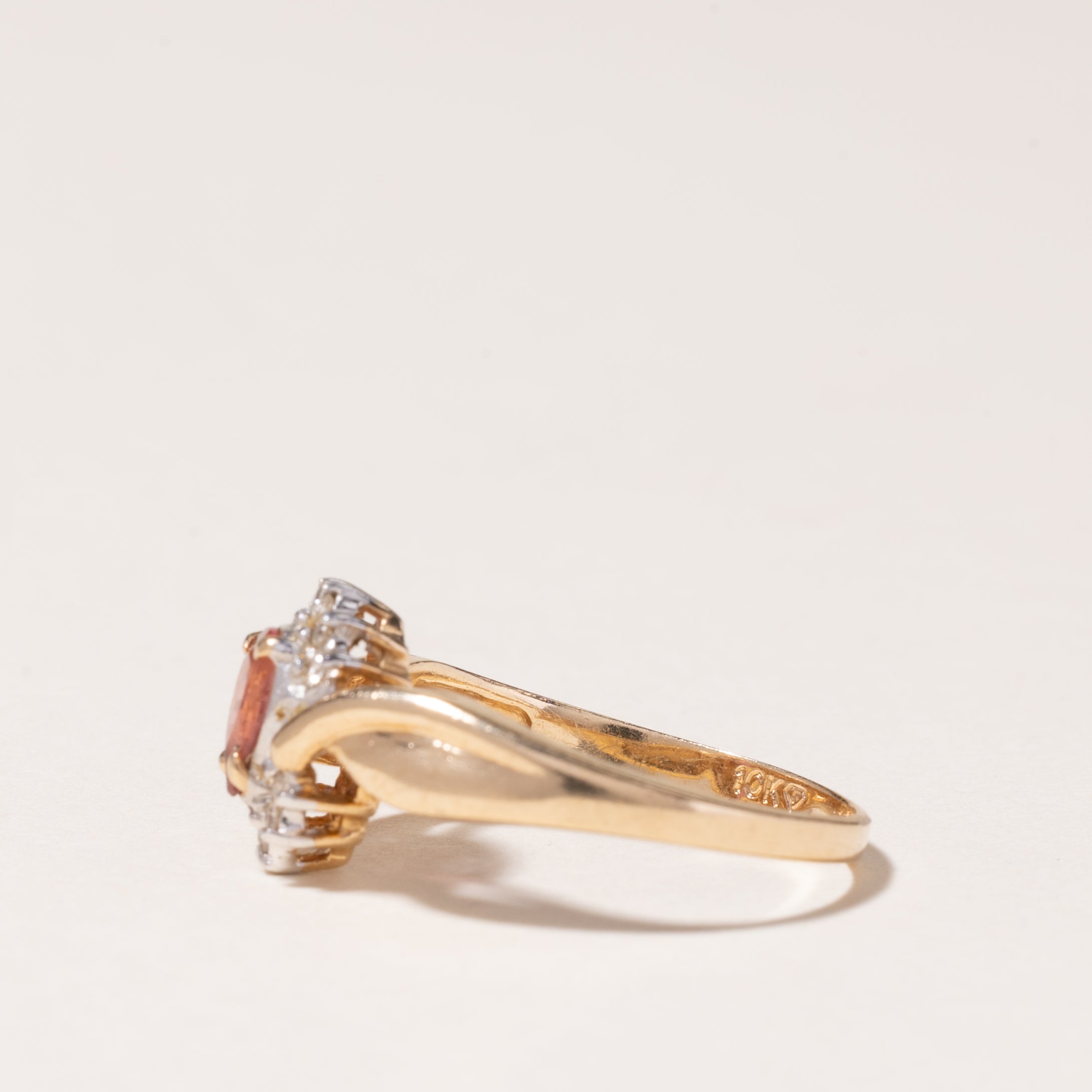 10K Yellow Gold Pink Tourmaline & Diamond Ring | 0.38ct, 0.06ctw | SZ 5.75 |
