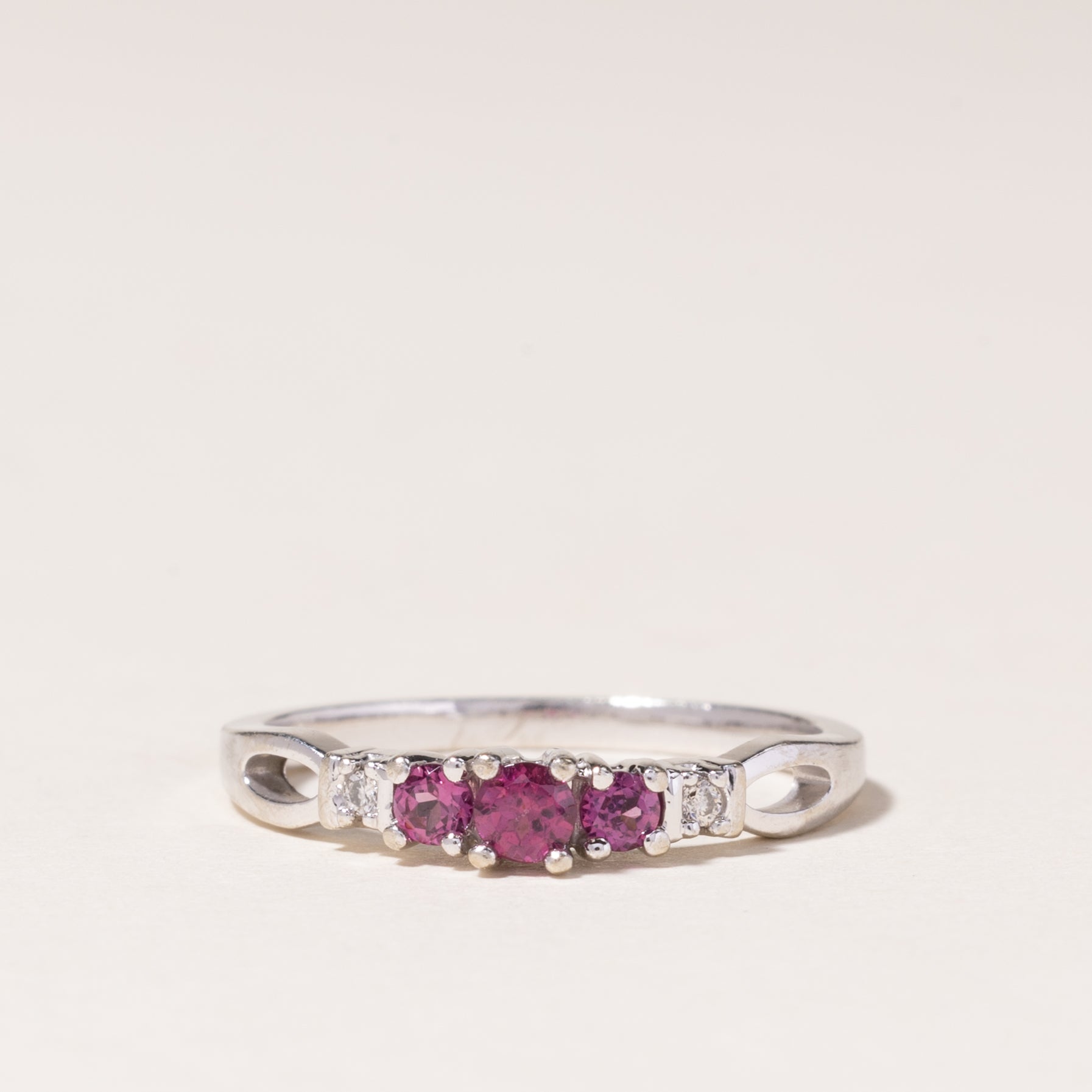 10K White Gold Pink Tourmaline Ring | 0.10ctw, 0.02ctw | SZ 6 |