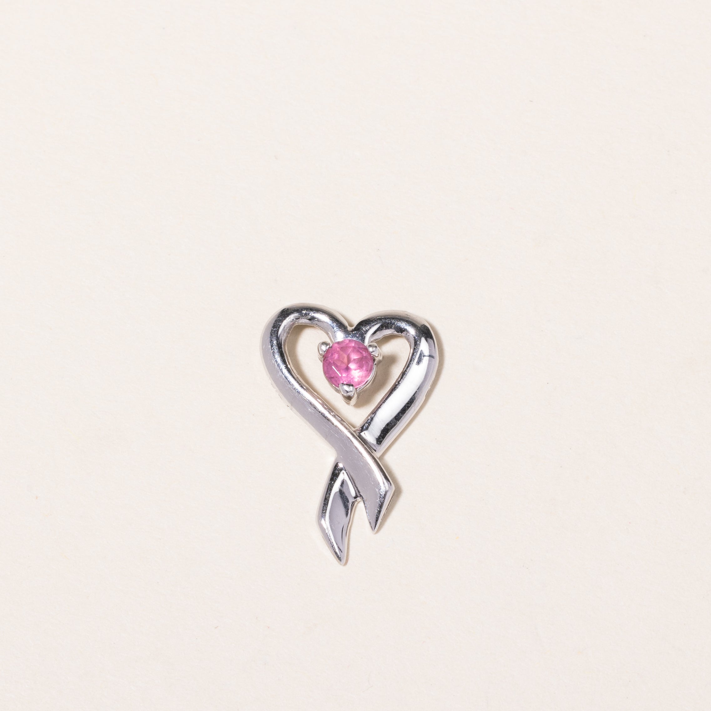 10K White Gold Pink Quartz Heart Pendant | 0.15ct |