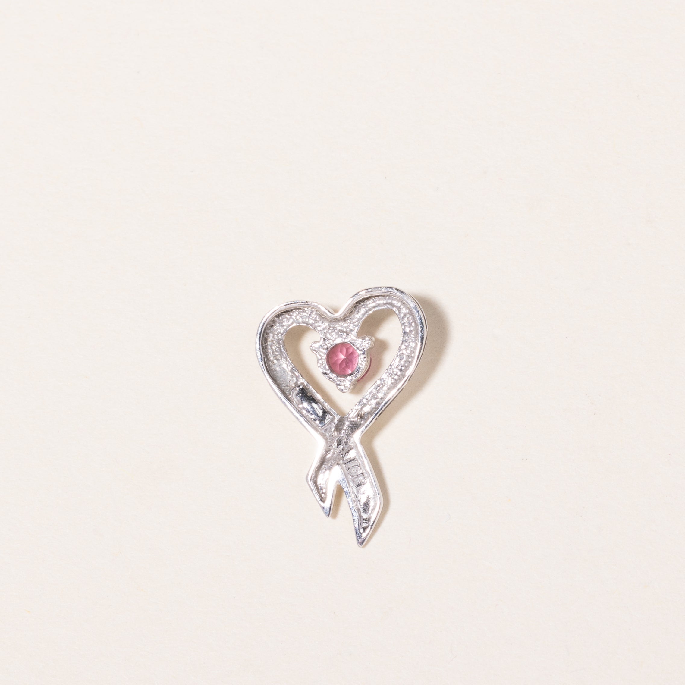 10K White Gold Pink Quartz Heart Pendant | 0.15ct |