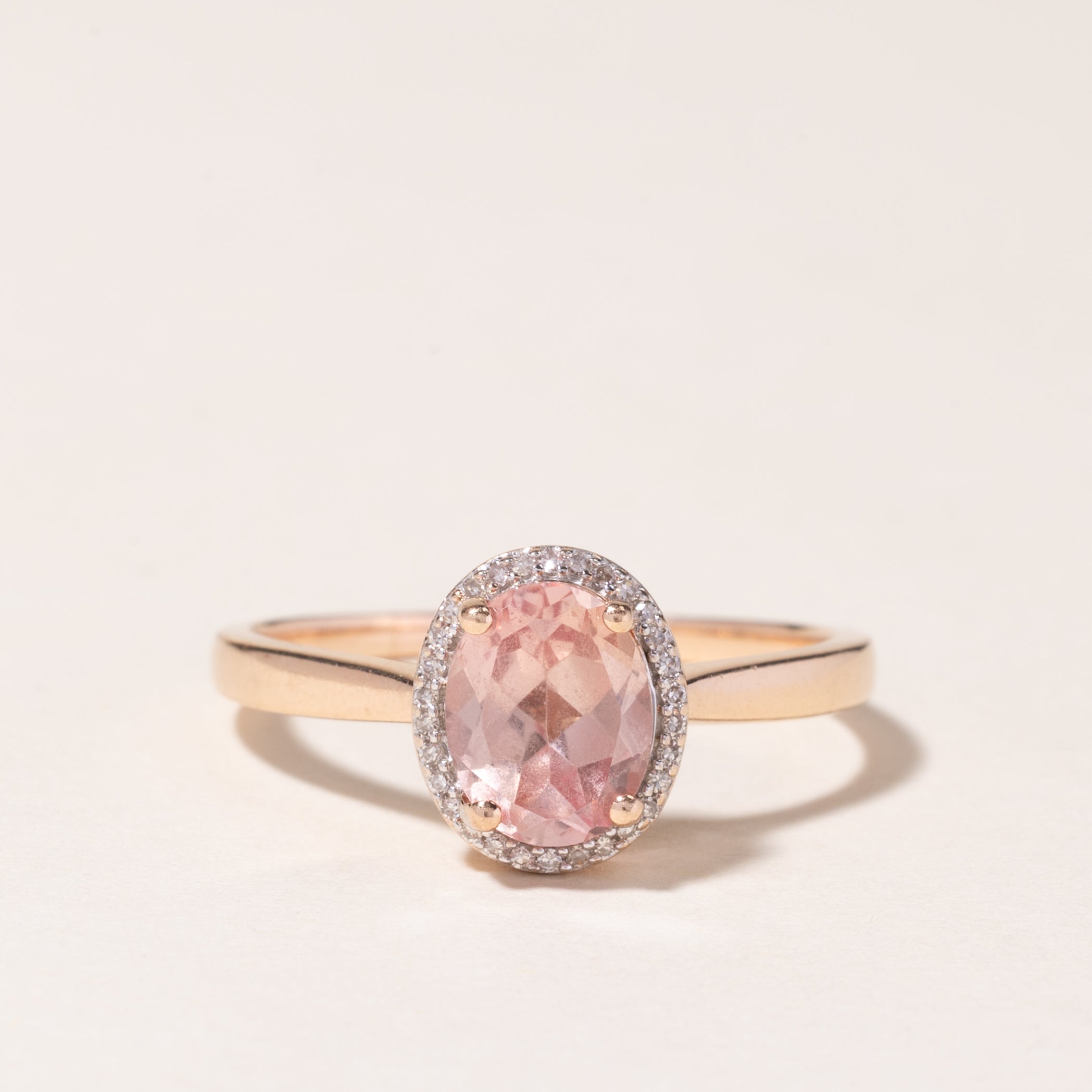 10K Rose Gold Synthetic Peach Sapphire Ring | 2.14ct, 0.10ctw | SZ 10.75 |