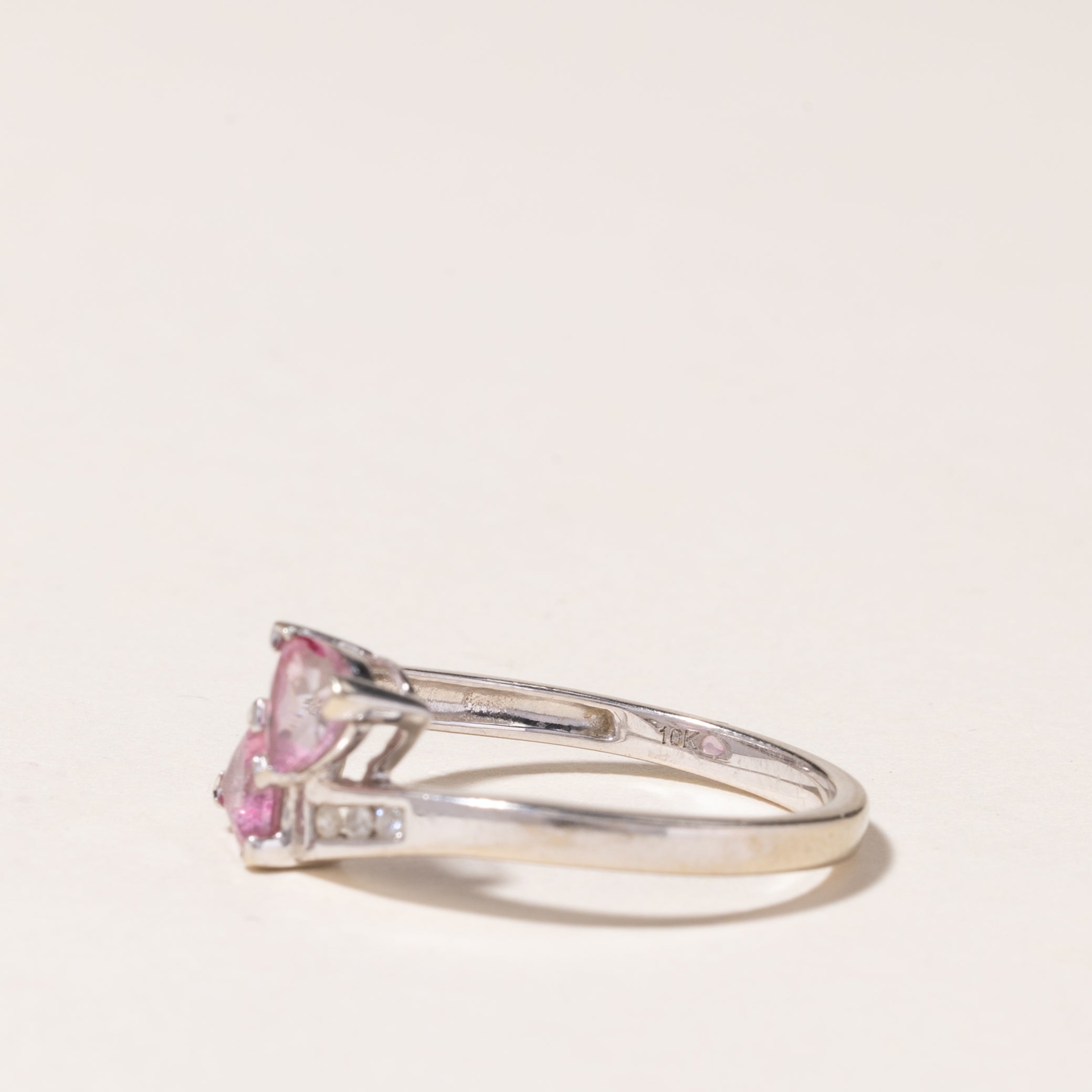 10K White Gold Pink Topaz & Diamond Ring | 1.24ctw, 0.03ctw | SZ6.75 |