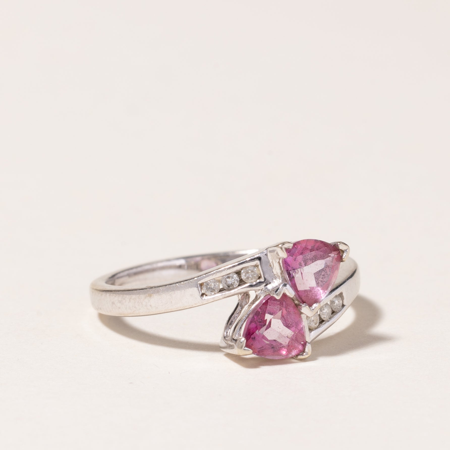 10K White Gold Pink Topaz & Diamond Ring | 1.24ctw, 0.03ctw | SZ6.75 |