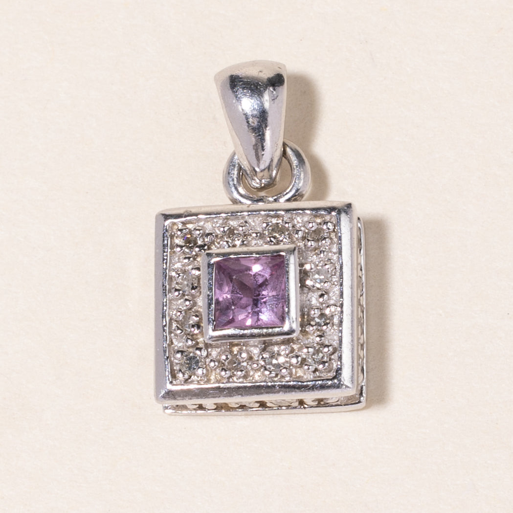 14K White Gold Pink Topaz & Diamond Pendant | 0.20ct, 0.06ctw |
