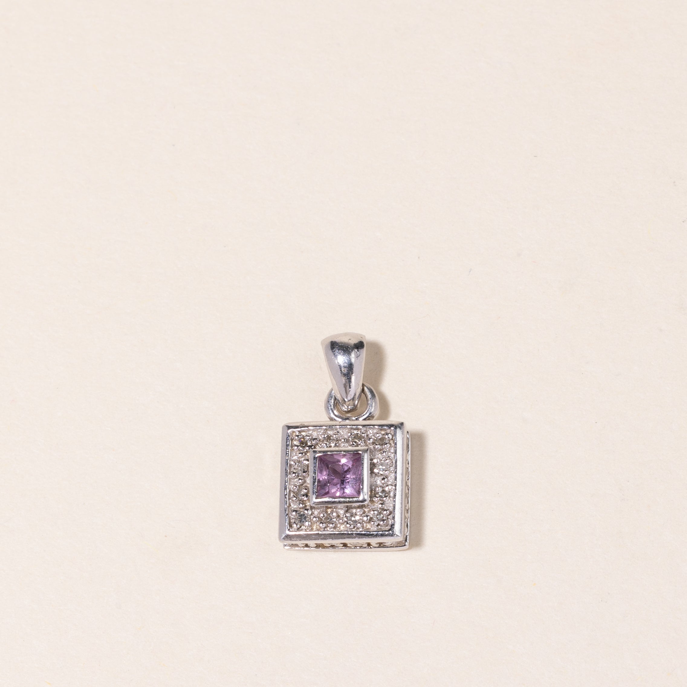 14K White Gold Pink Topaz & Diamond Pendant | 0.20ct, 0.06ctw |