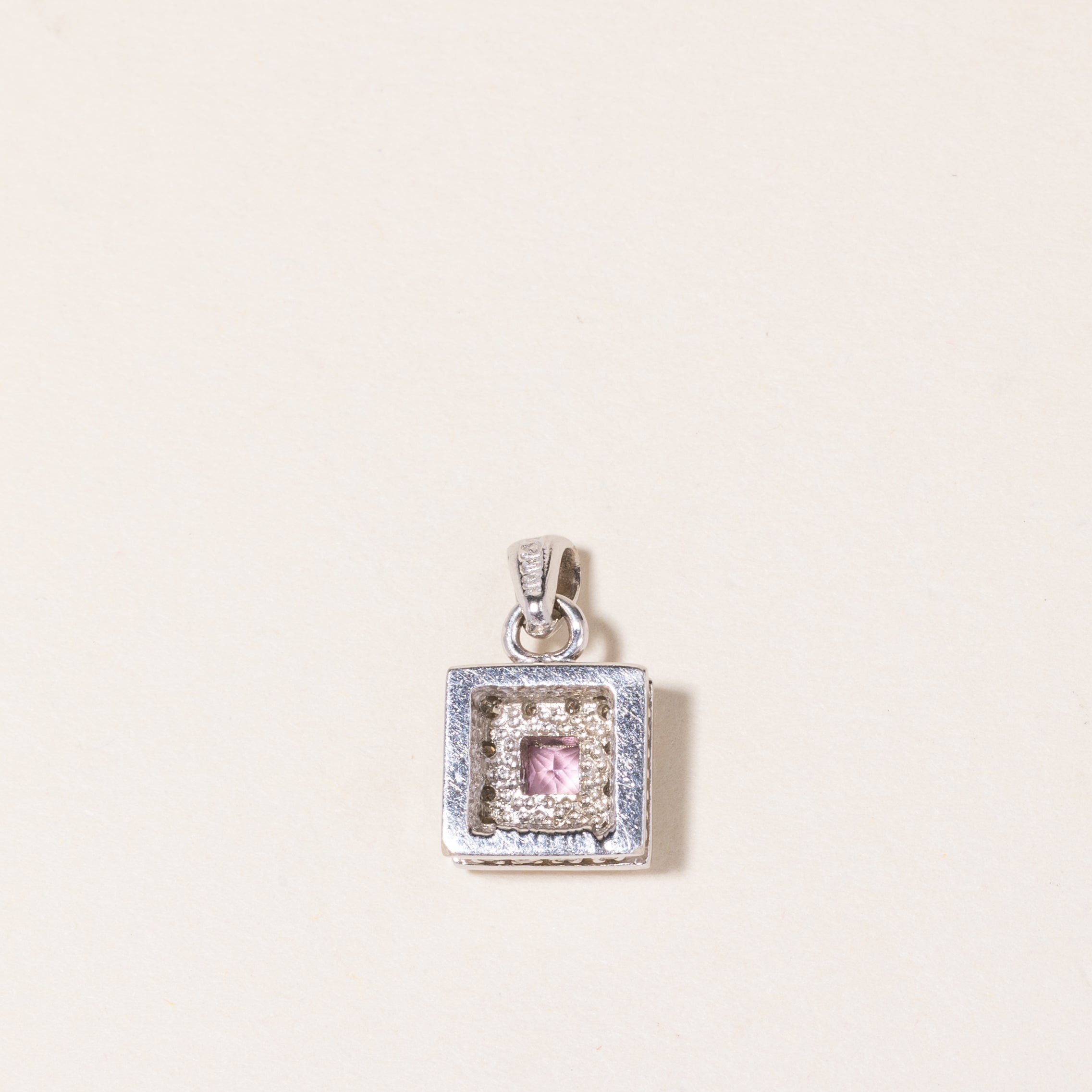 14K White Gold Pink Topaz & Diamond Pendant | 0.20ct, 0.06ctw |