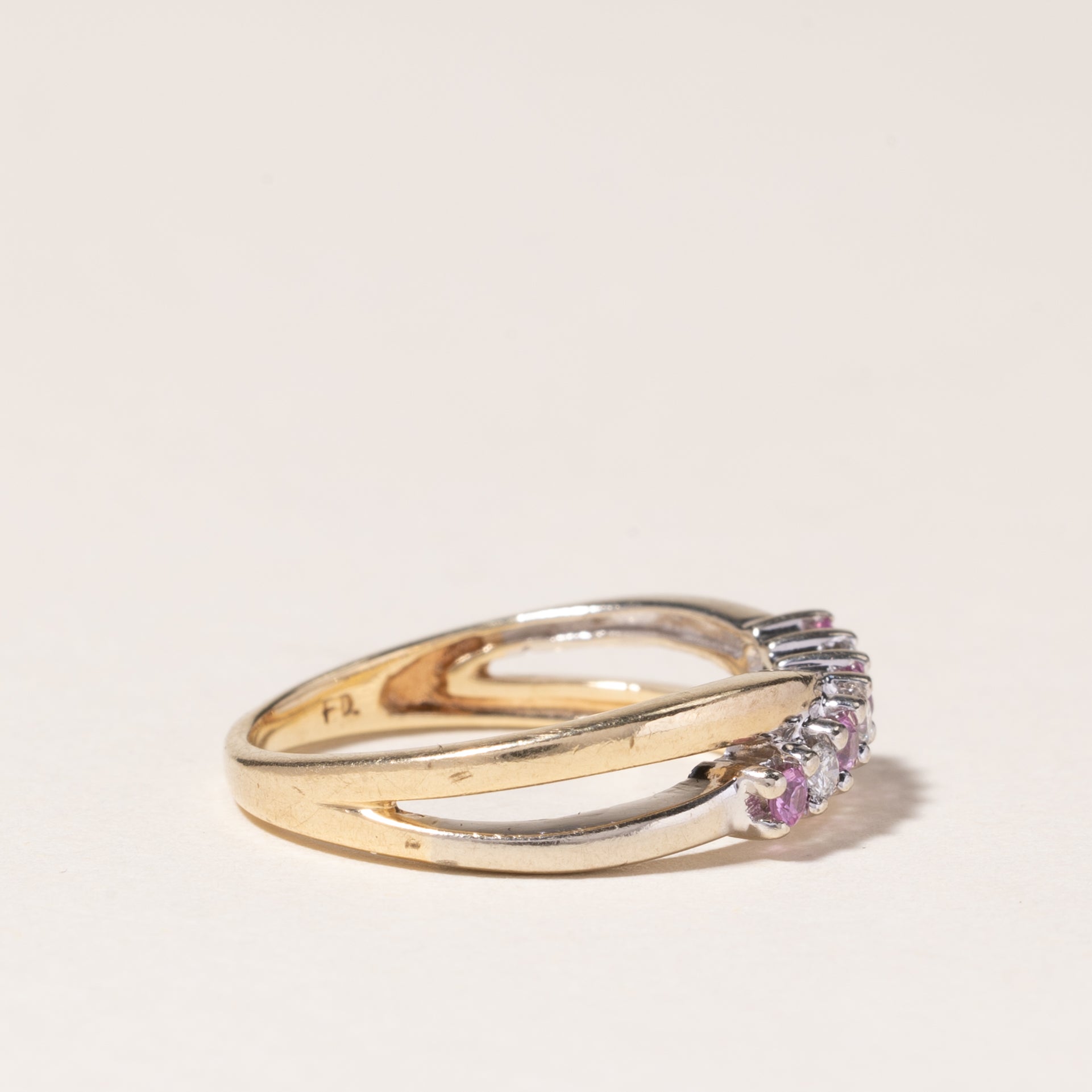 10K Yellow Gold Pink Topaz & Diamond Ring | 0.11ctw, 0.06ctw | SZ 5.75 |