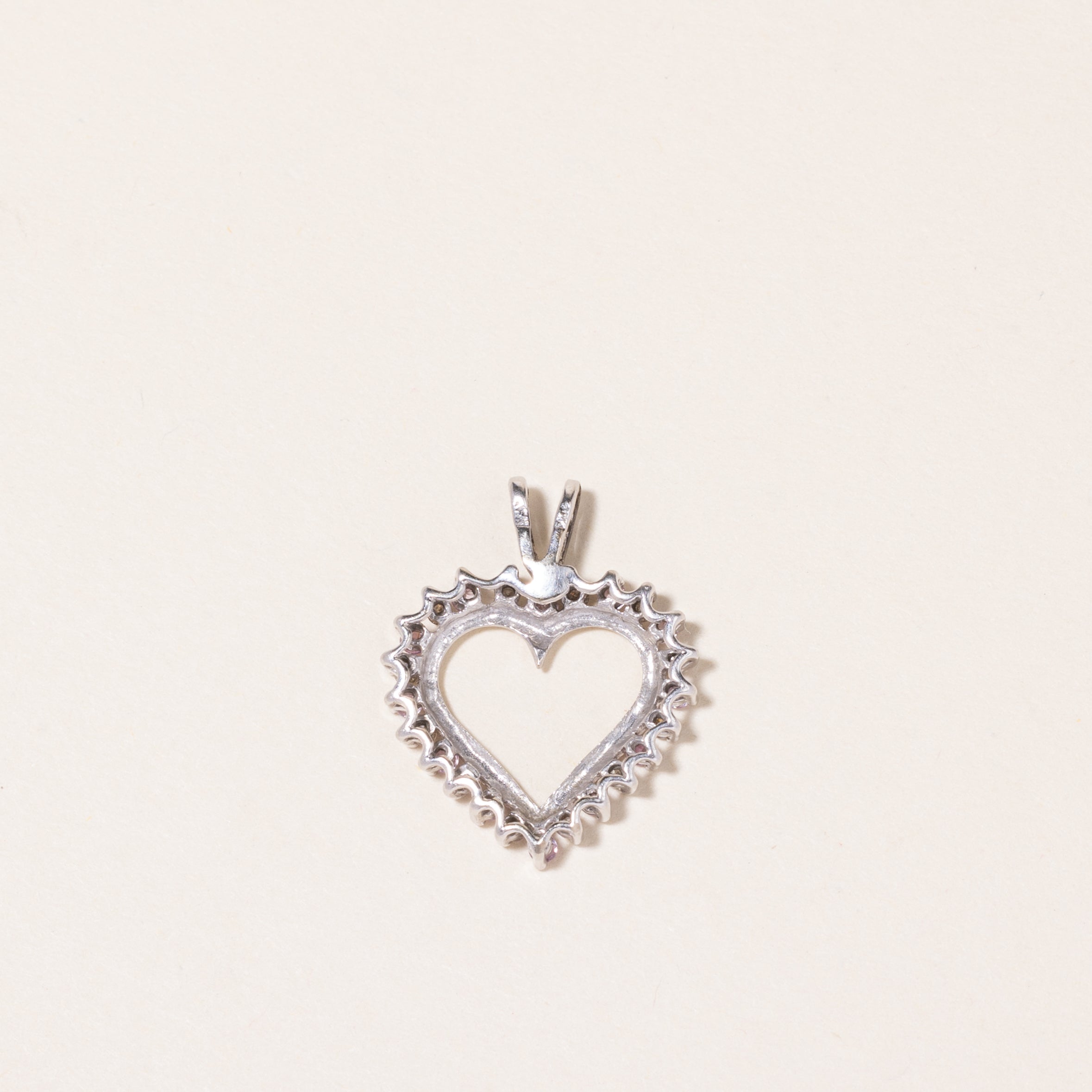 10K White Gold Pink Topaz & Diamond Heart Pendant | 0.12ct, 0.12ctw |