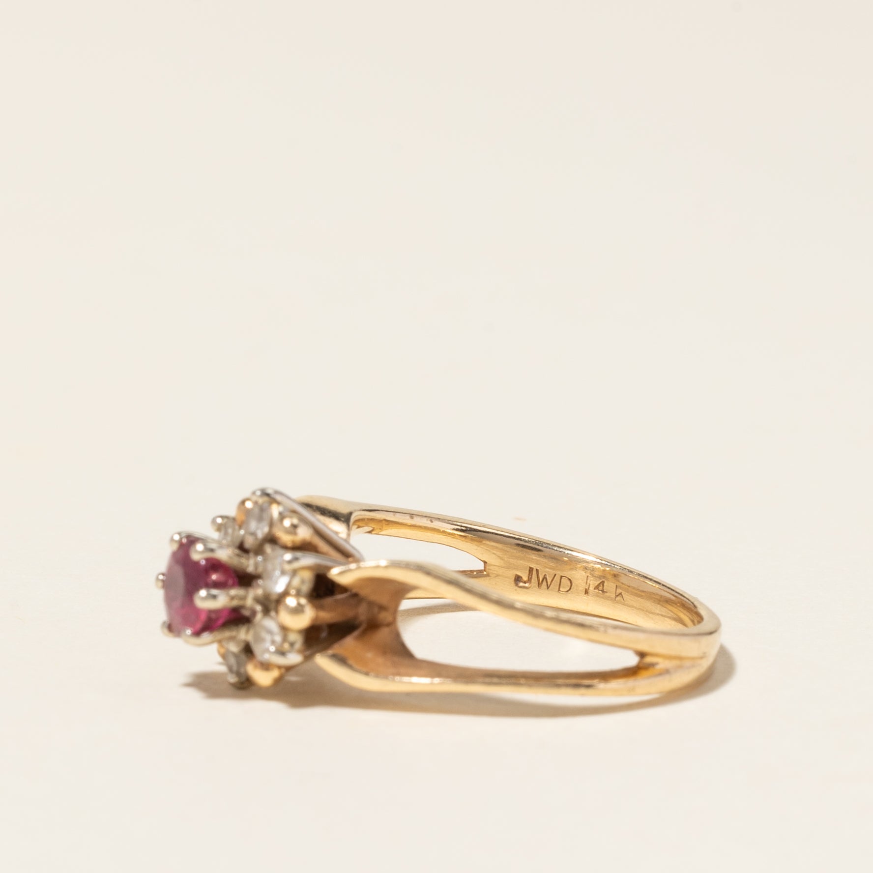 14K Yellow Gold Ruby & Diamond Ring | 0.40ctw, 0.18ctw | SZ 4