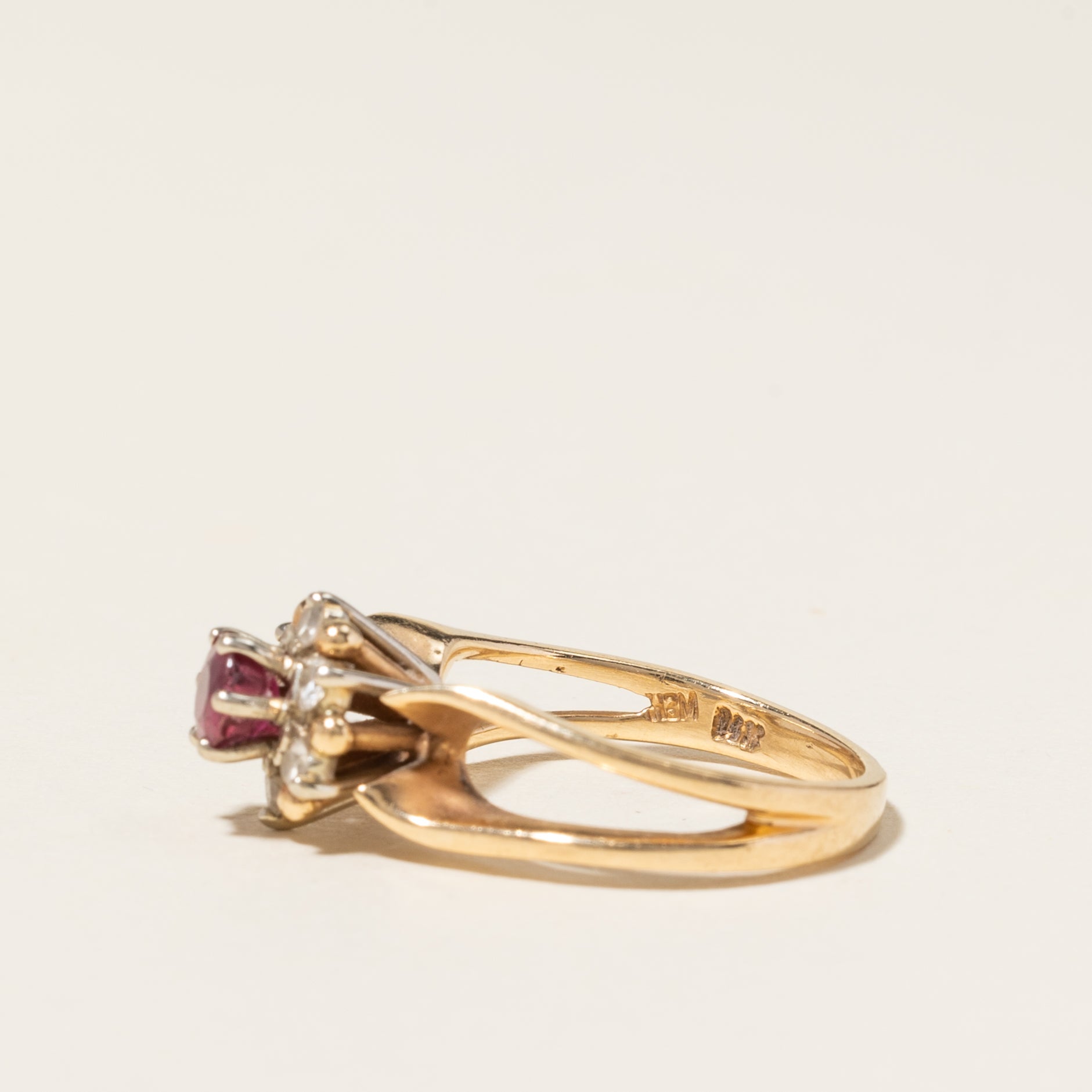 14K Yellow Gold Ruby & Diamond Ring | 0.40ctw, 0.18ctw | SZ 4